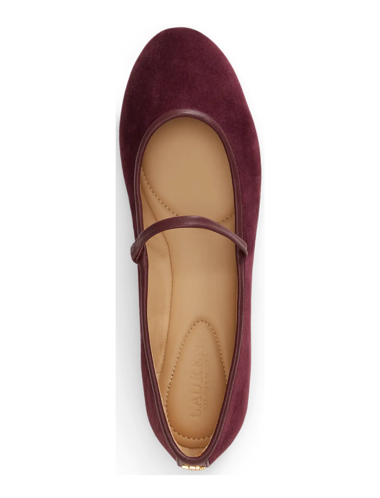 Lauren Ralph Lauren - Jayna Nappa-Trim Suede Mary Jane Flat - speciella tillfällen - dark garnet/dark - 3