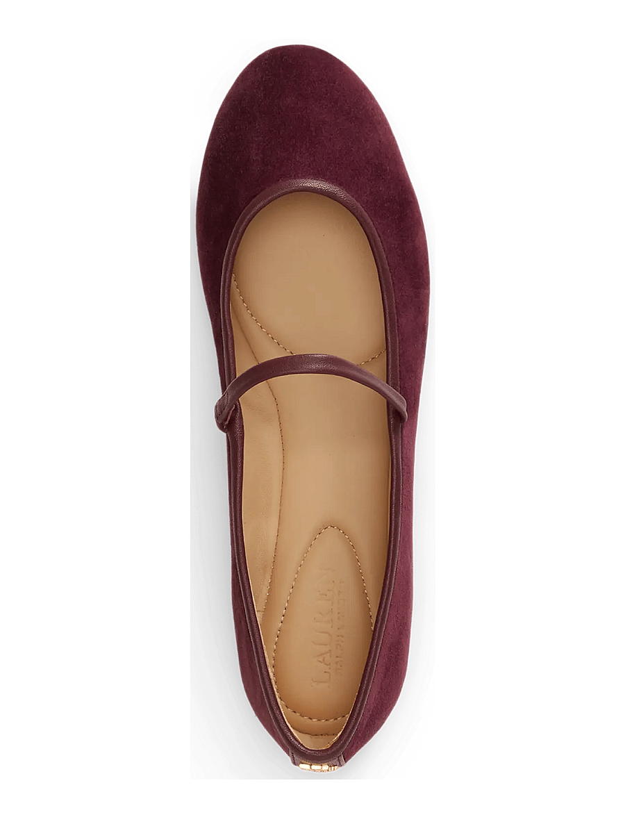 Lauren Ralph Lauren - Jayna Nappa-Trim Suede Mary Jane Flat - særlige begivenheder - dark garnet/dark - 3