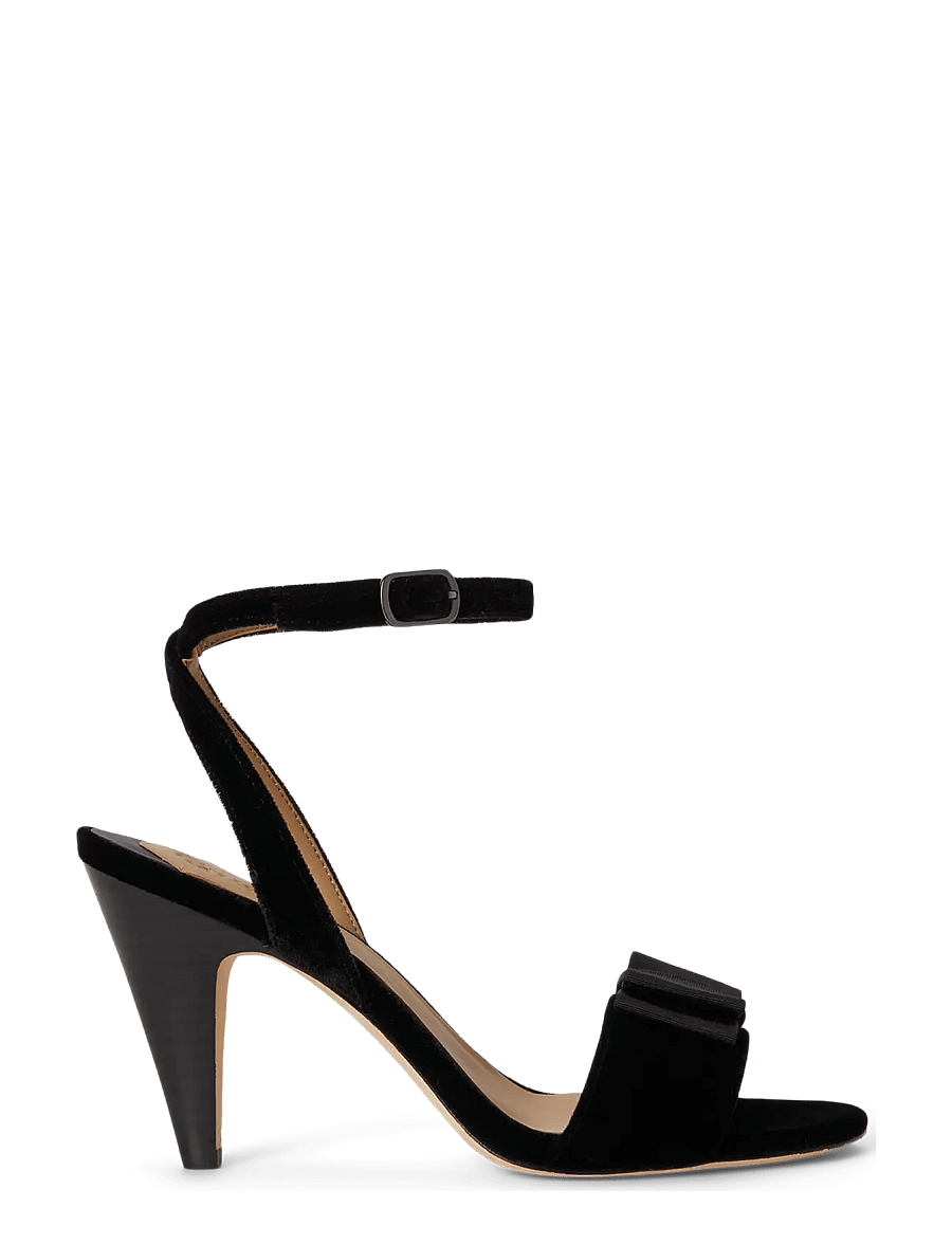 Lauren Ralph Lauren - Gracy Bow-Trim Velvet Sandal - black/black - 0