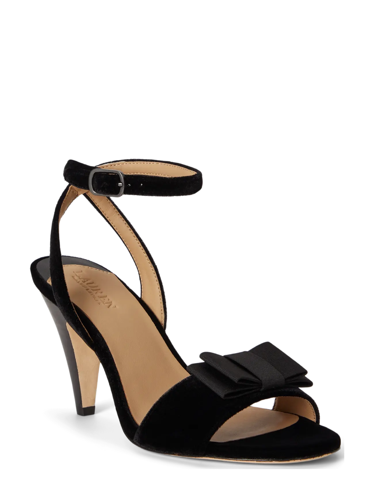 Lauren Ralph Lauren - Gracy Bow-Trim Velvet Sandal - black/black - 1
