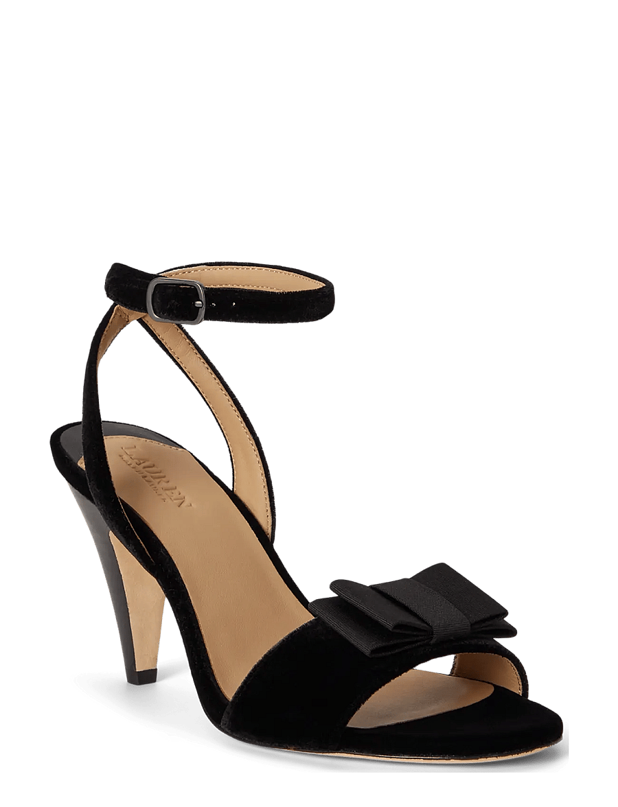 Lauren Ralph Lauren - Gracy Bow-Trim Velvet Sandal - black/black - 1