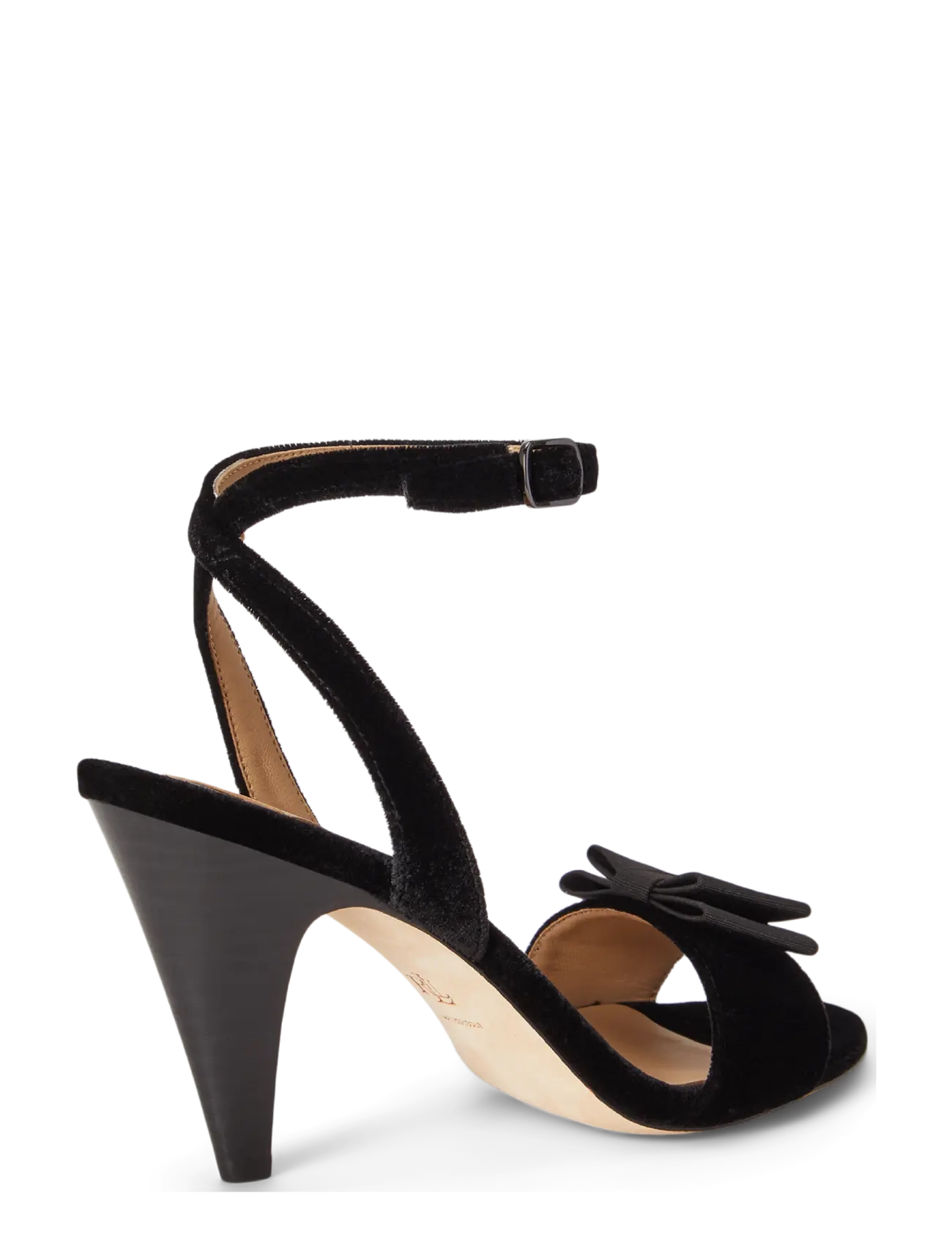 Lauren Ralph Lauren - Gracy Bow-Trim Velvet Sandal - black/black - 3
