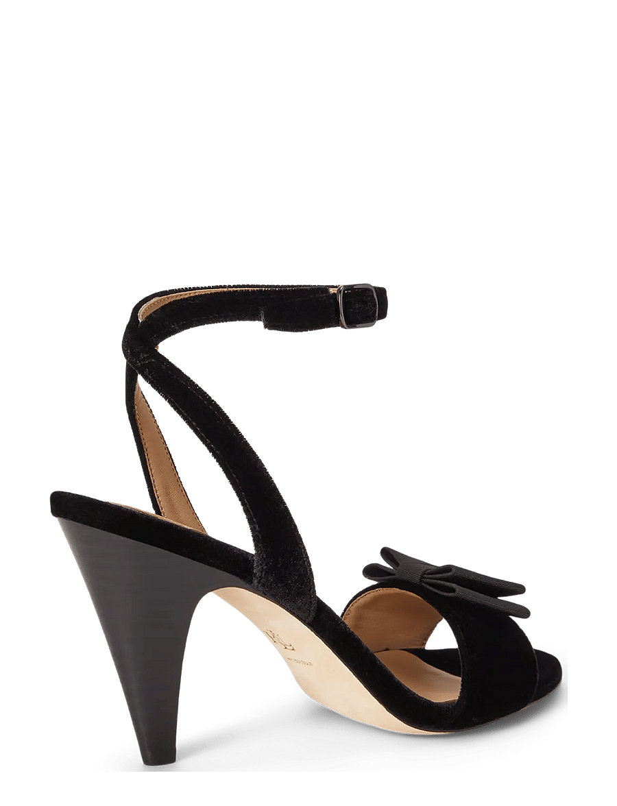 Lauren Ralph Lauren - Gracy Bow-Trim Velvet Sandal - black/black - 3
