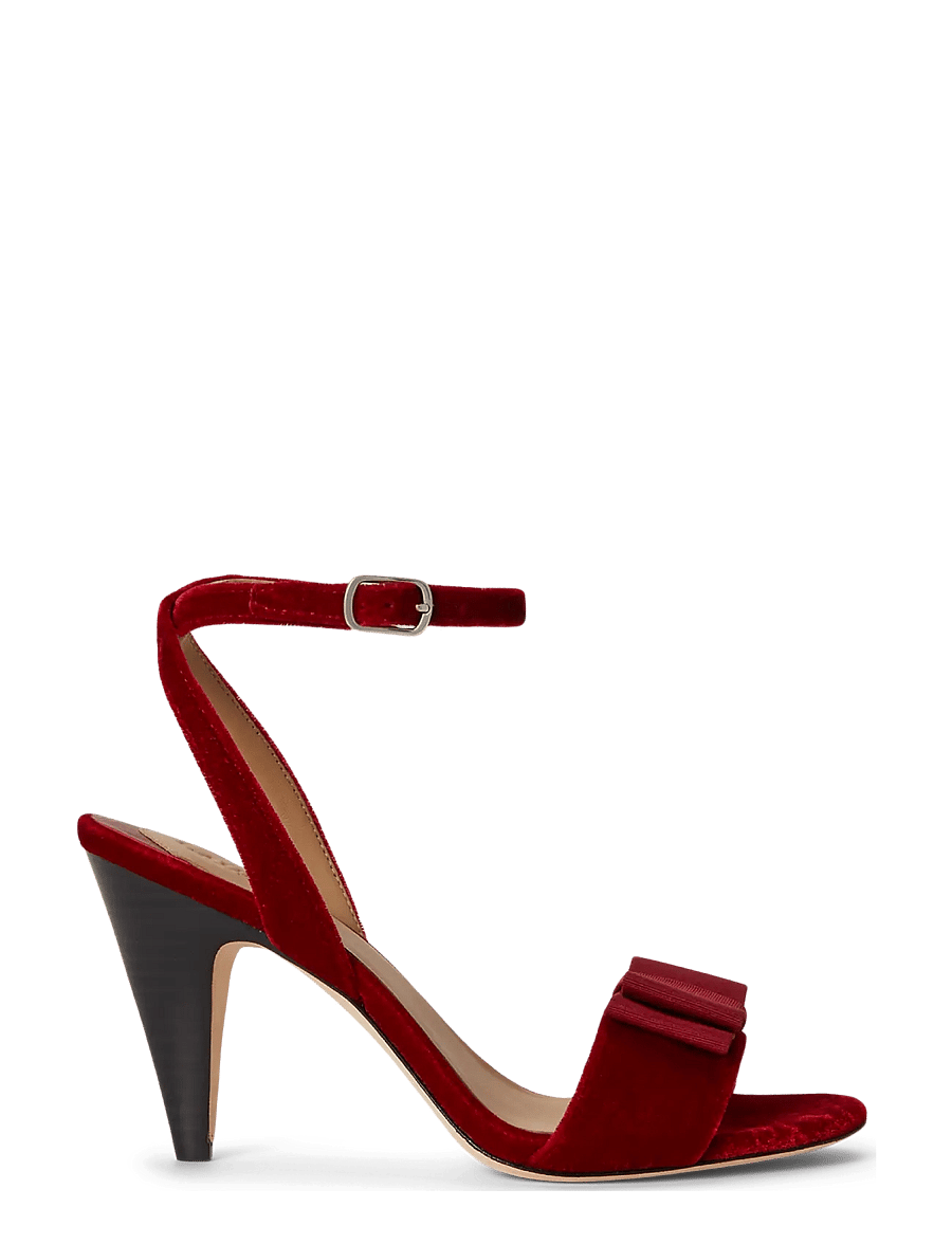Lauren Ralph Lauren - Gracy Bow-Trim Velvet Sandal - kontsaga sandaalid - ralph red/ralph r - 0