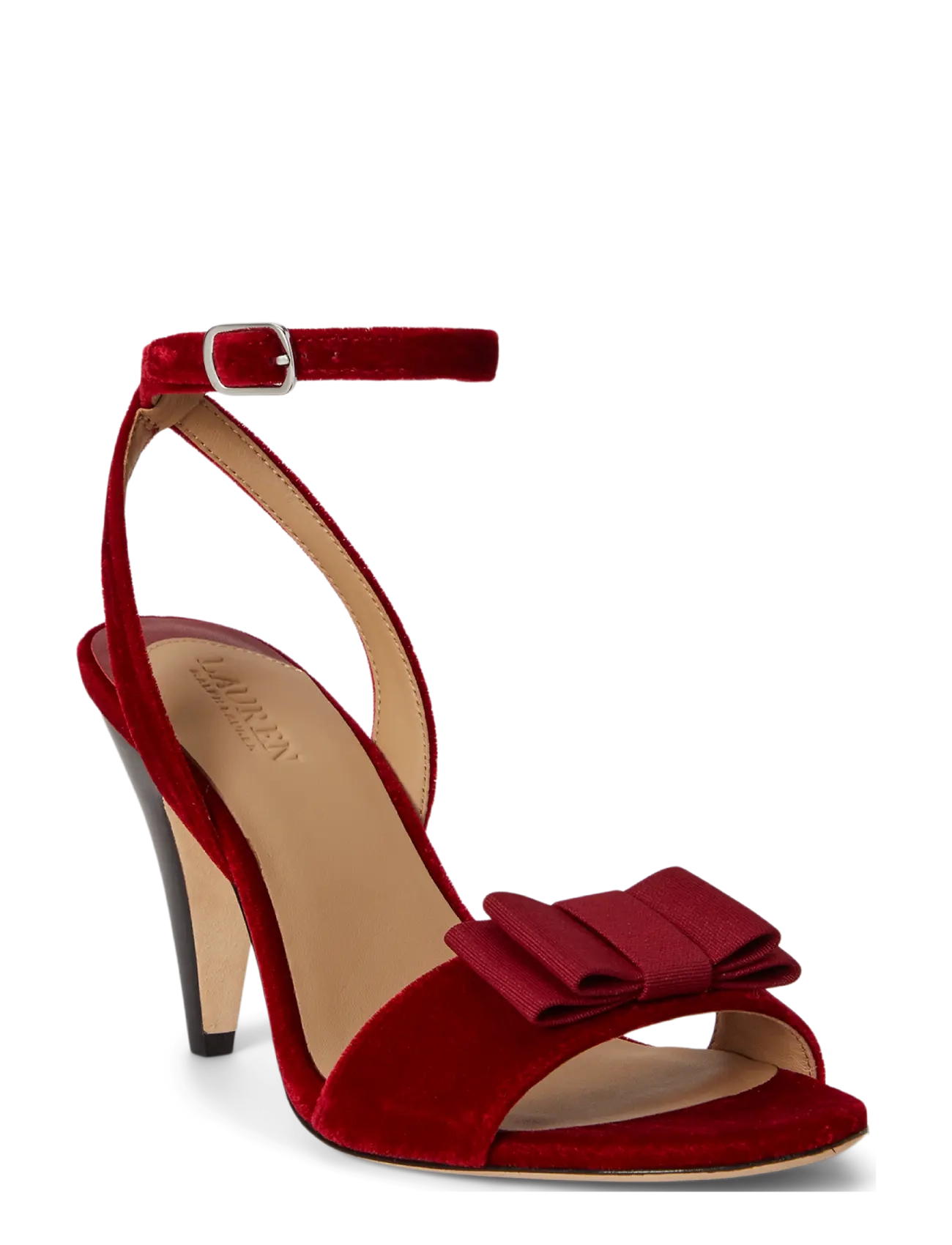 Lauren Ralph Lauren - Gracy Bow-Trim Velvet Sandal - kontsaga sandaalid - ralph red/ralph r - 1