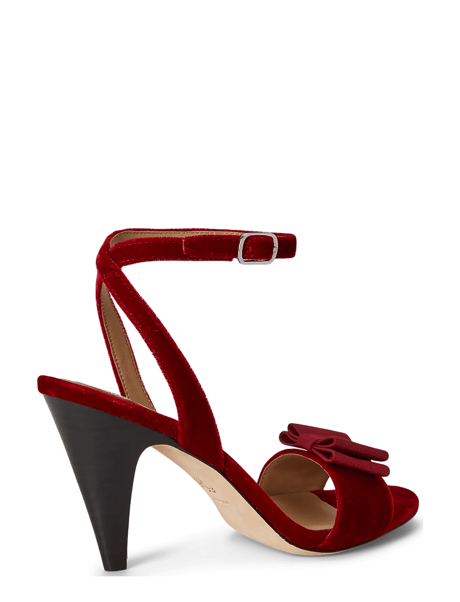 Lauren Ralph Lauren - Gracy Bow-Trim Velvet Sandal - kontsaga sandaalid - ralph red/ralph r - 2