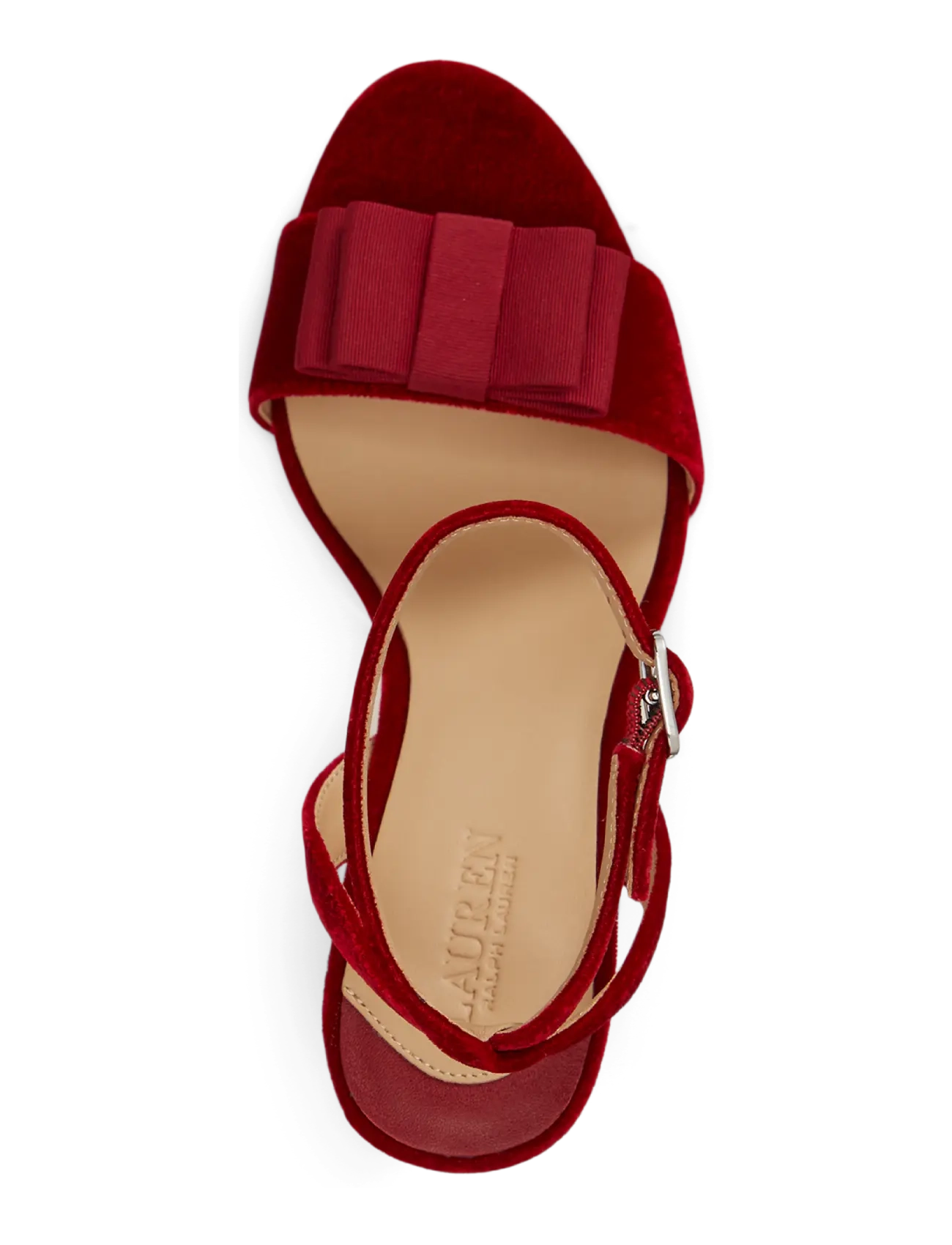 Lauren Ralph Lauren - Gracy Bow-Trim Velvet Sandal - kontsaga sandaalid - ralph red/ralph r - 3