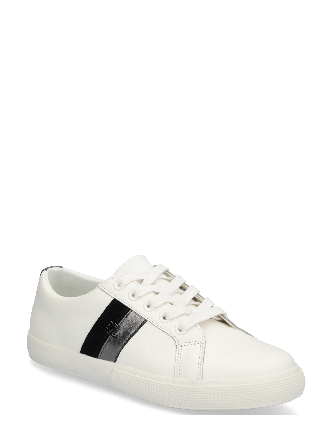 Lauren Ralph Lauren Janson II Metallic-Trim Leather Sneaker - Ralph Lauren - DCKWSH WHITE/DRK / white