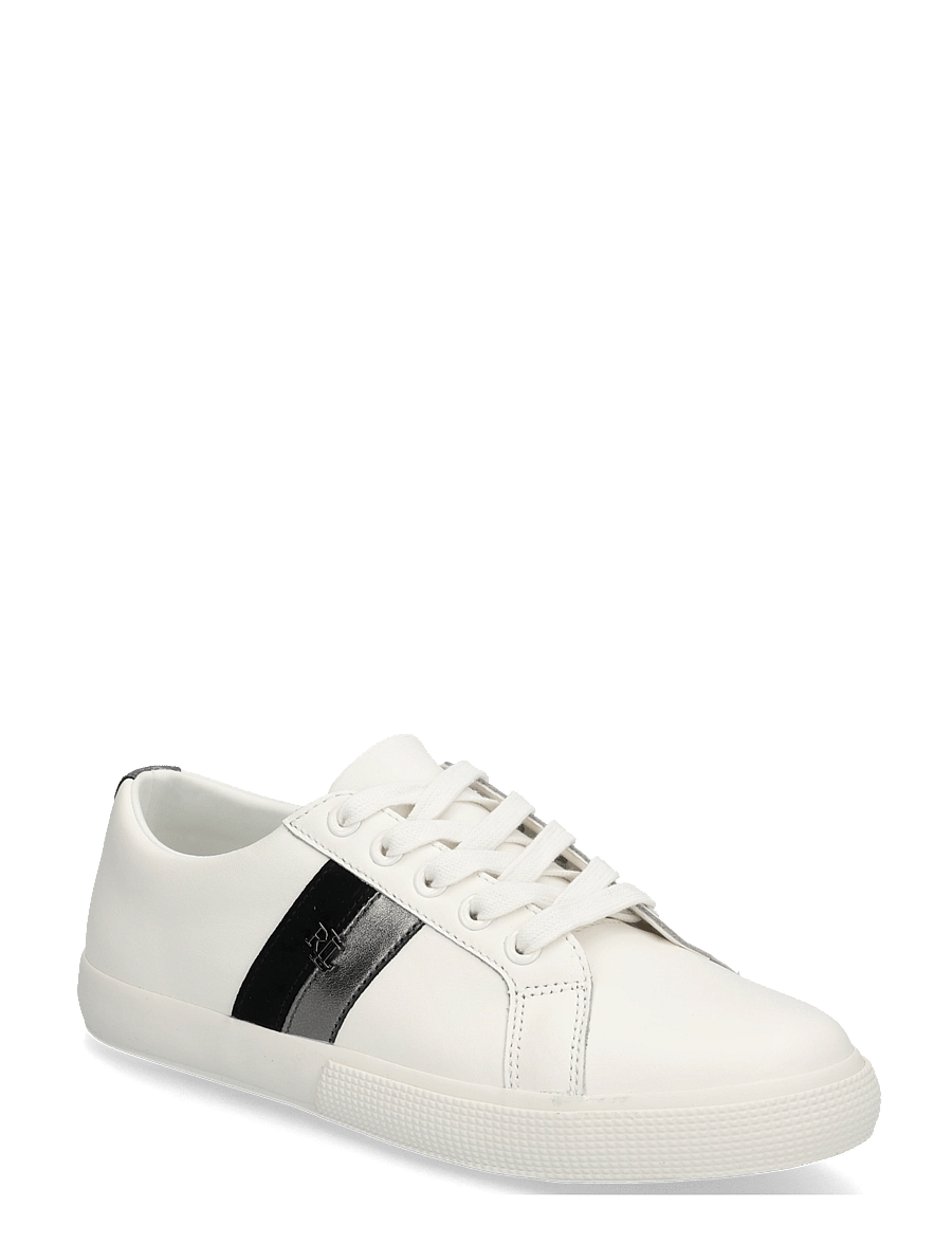 Lauren Ralph Lauren - Janson II Metallic-Trim Leather Sneaker - konfirmationstøj - dckwsh white/drk - 0