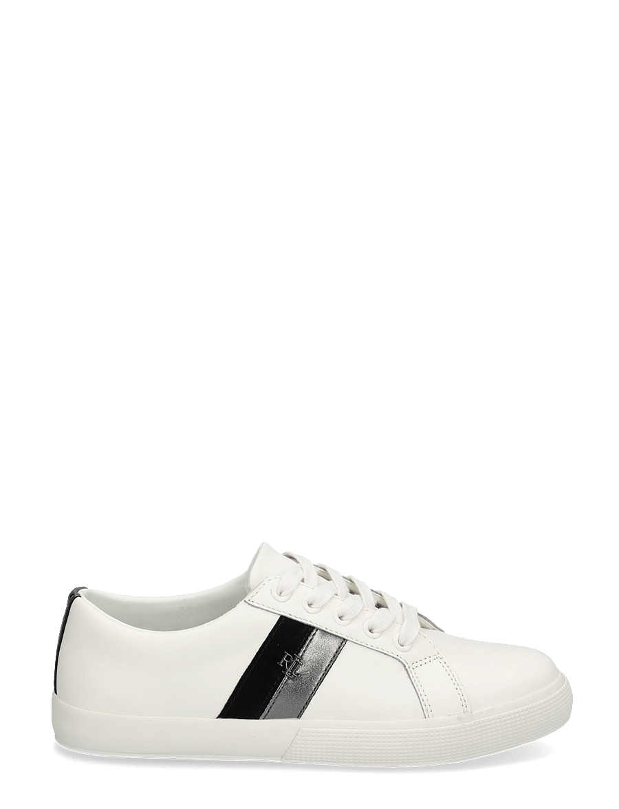 Lauren Ralph Lauren - Janson II Metallic-Trim Leather Sneaker - konfirmationstøj - dckwsh white/drk - 2