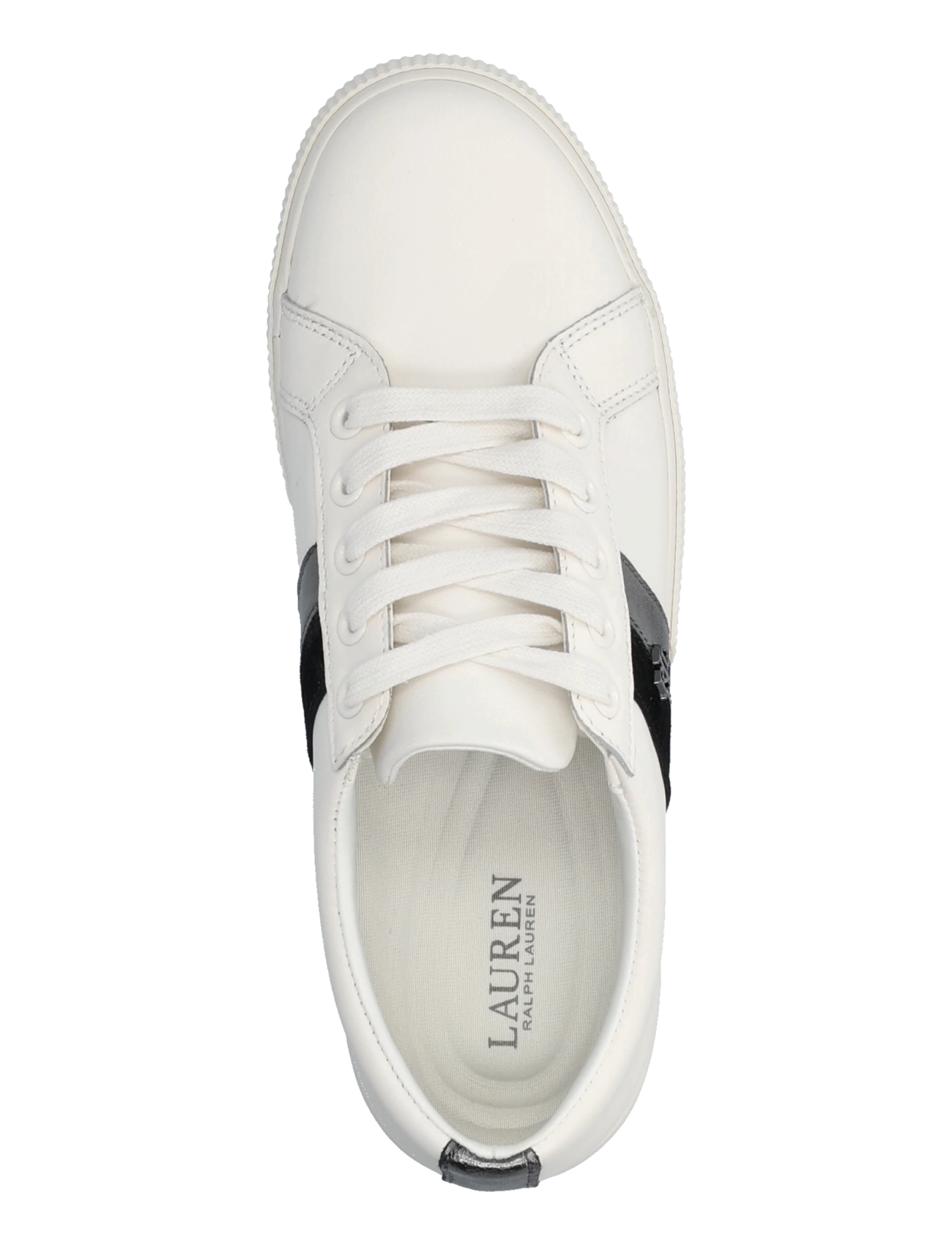 Lauren Ralph Lauren - Janson II Metallic-Trim Leather Sneaker - konfirmationstøj - dckwsh white/drk - 3
