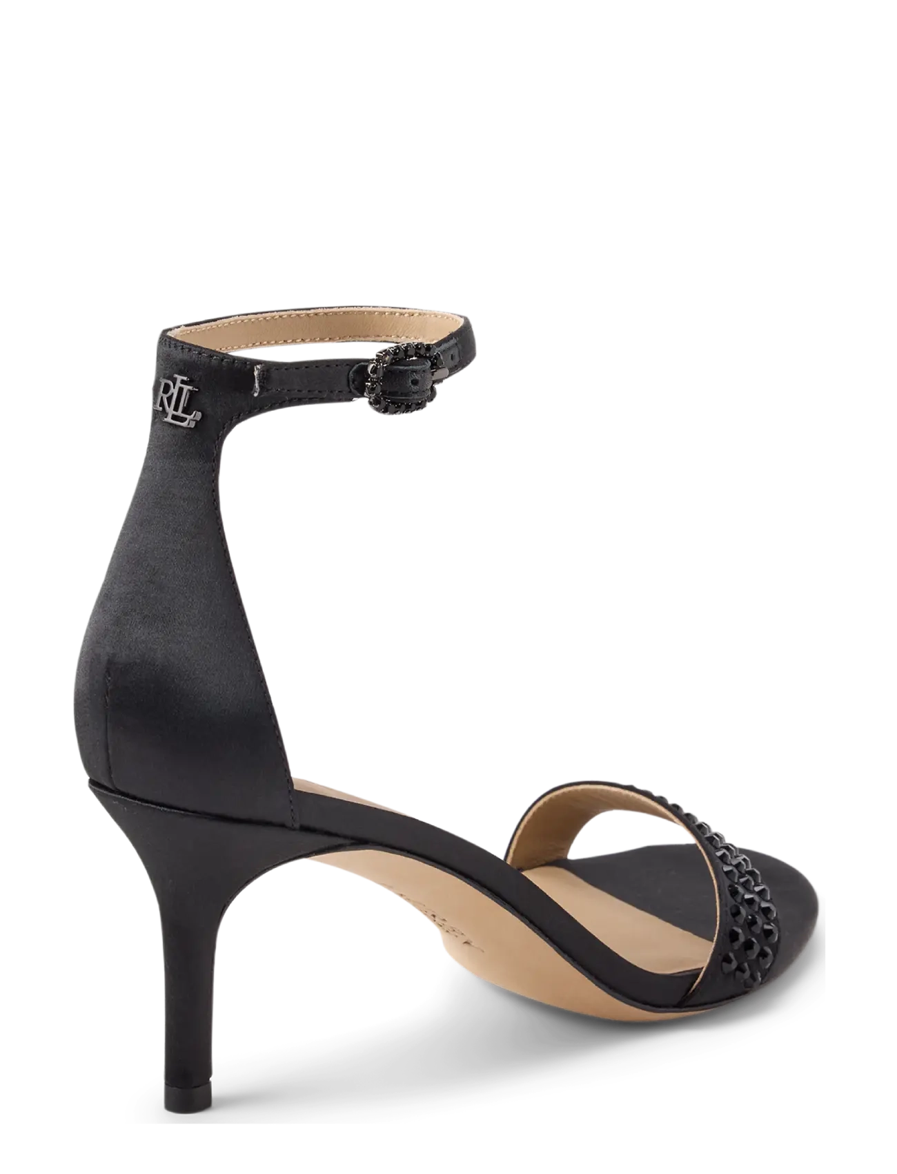 Lauren Ralph Lauren - Allie Mid-Heel Embellished Satin Sandal - black/jet - 1