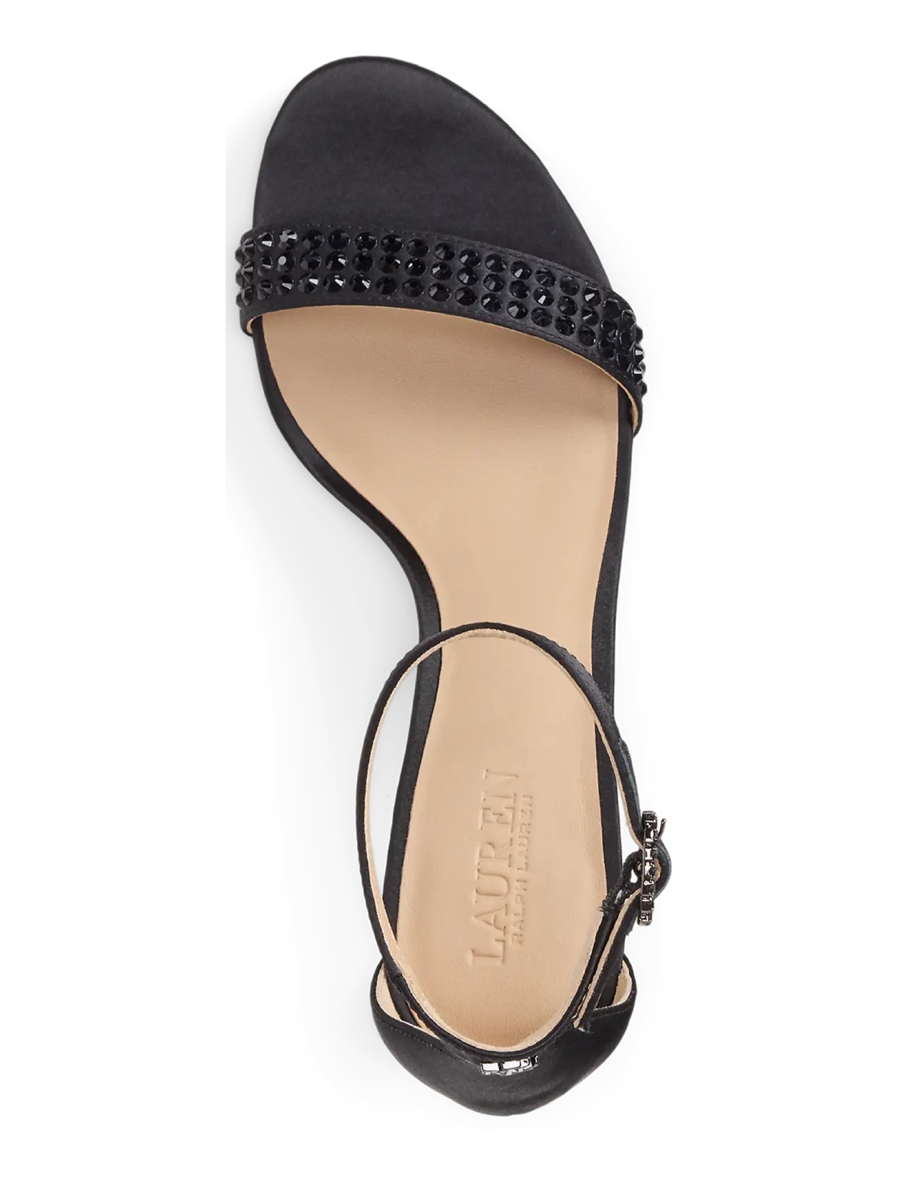 Lauren Ralph Lauren - Allie Mid-Heel Embellished Satin Sandal - black/jet - 3