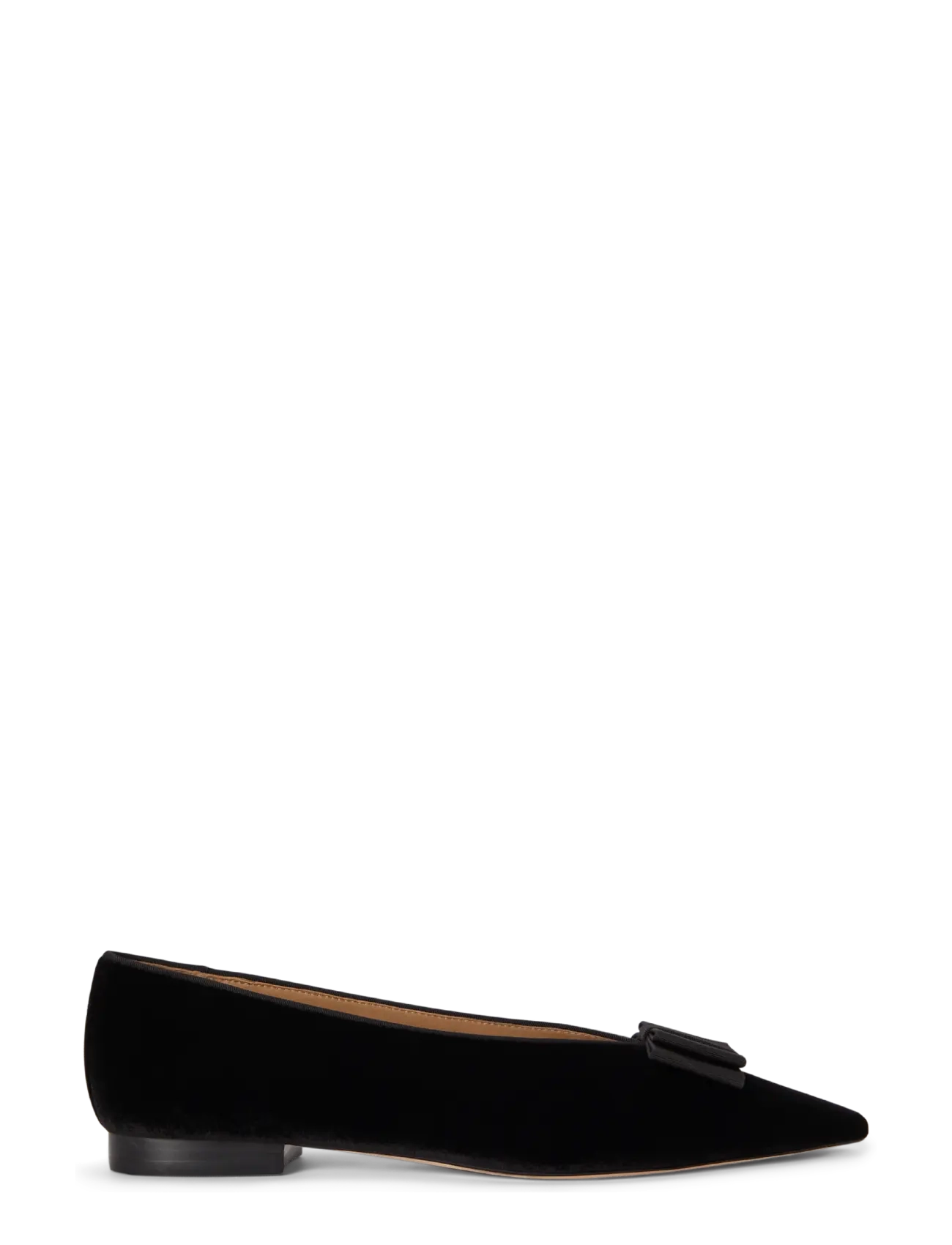 Lauren Ralph Lauren Audri Bow-Trim Velvet Ballet Flat - Lauren Ralph Lauren - BLACK/BLACK / black