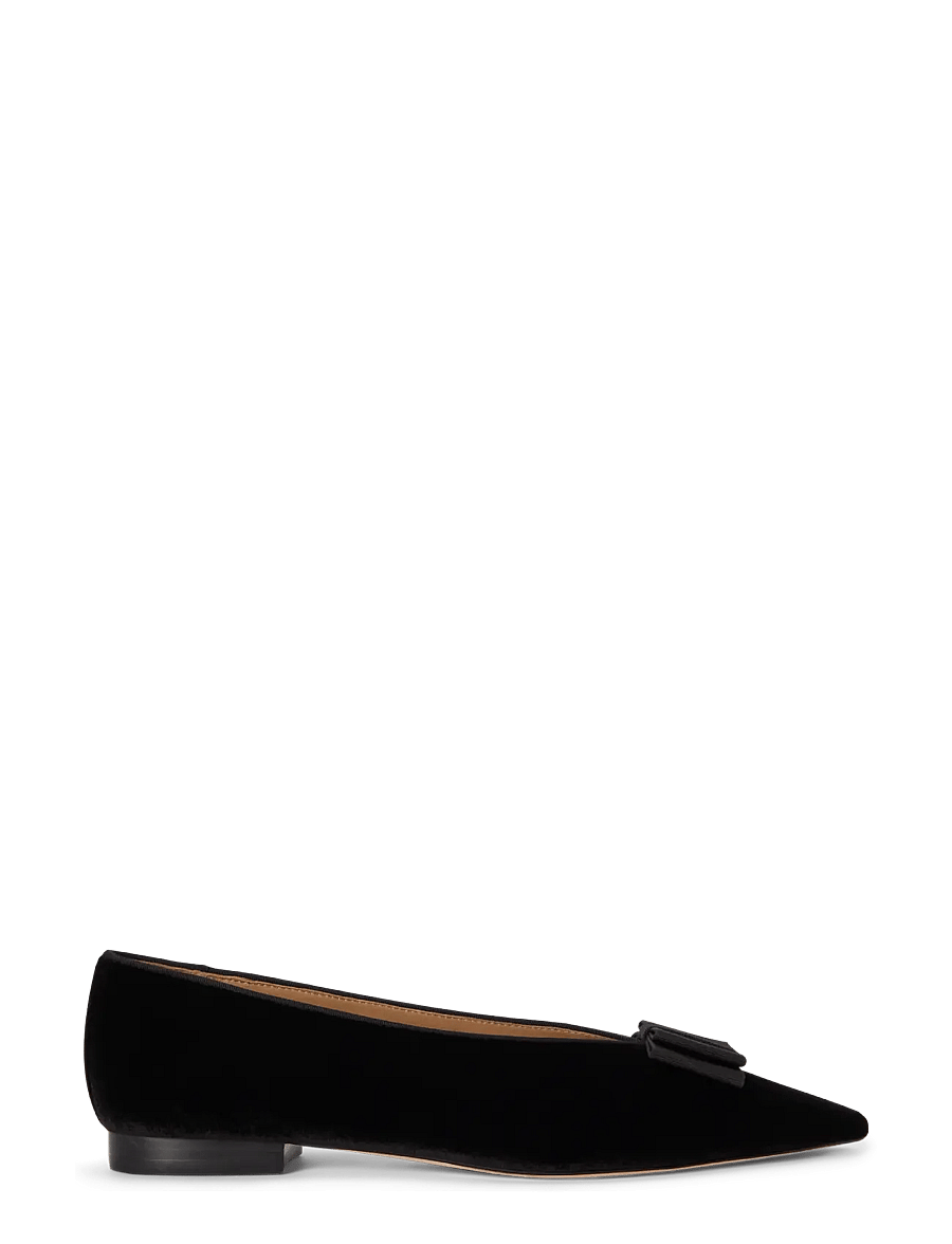 Lauren Ralph Lauren - Audri Bow-Trim Velvet Ballet Flat - besondere anlässe - black/black - 0