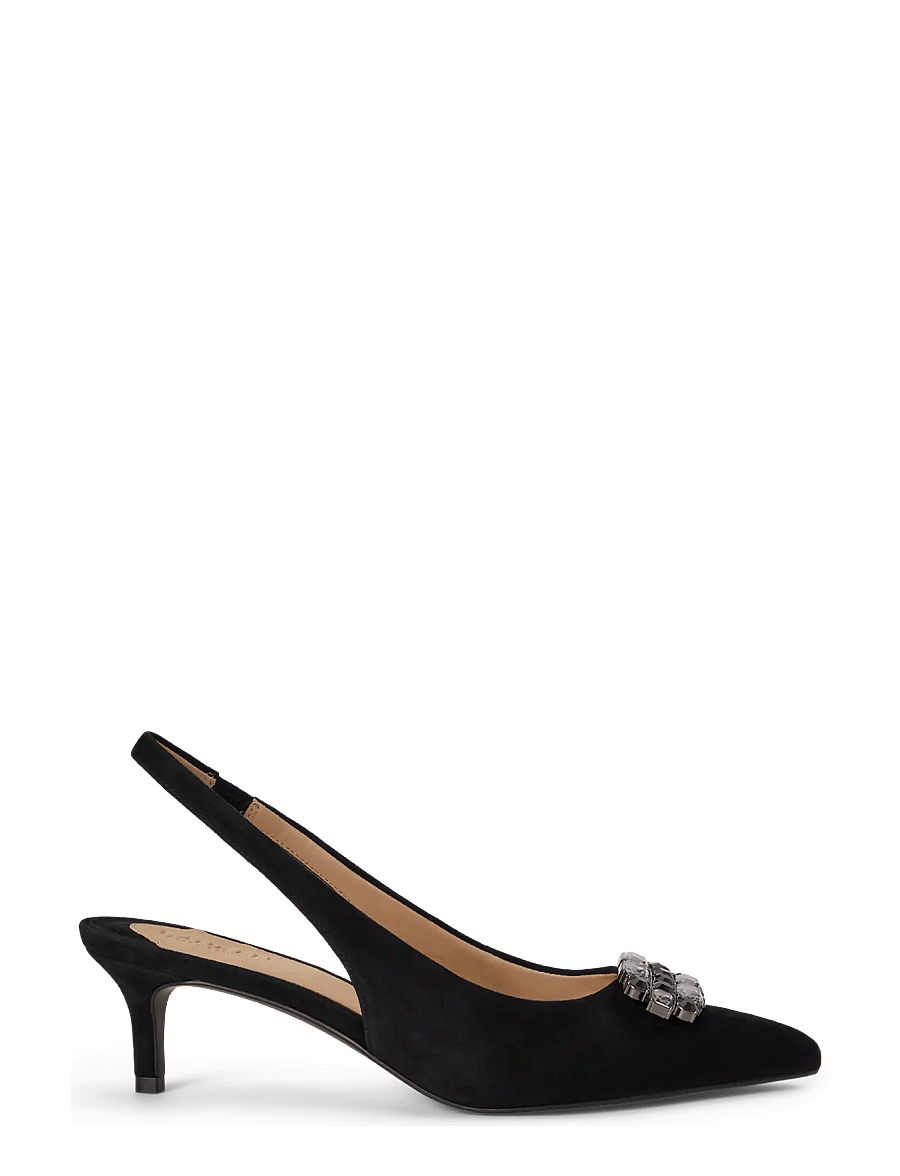 Lauren Ralph Lauren - Lolah Jeweled Suede Slingback Pump - högklackade slingbacks - black - 0