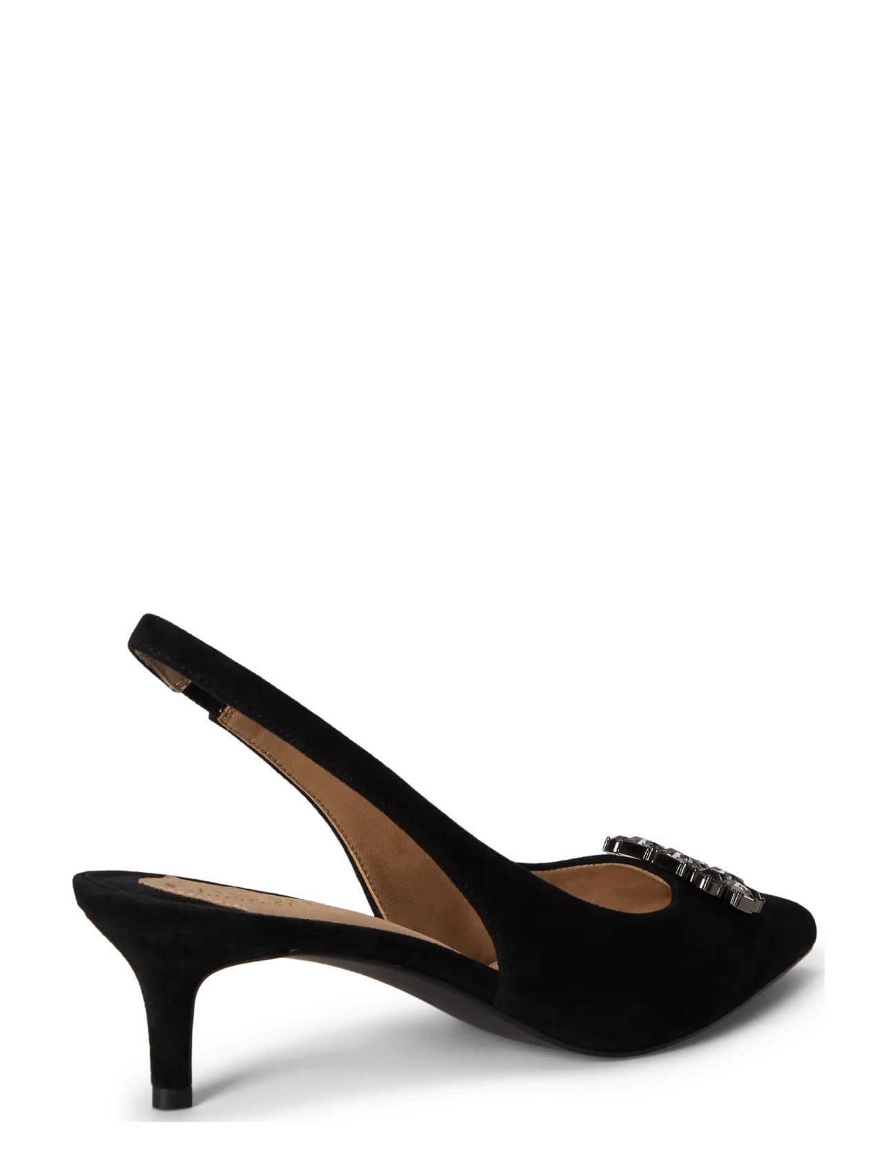 Lauren Ralph Lauren - Lolah Jeweled Suede Slingback Pump - högklackade slingbacks - black - 1