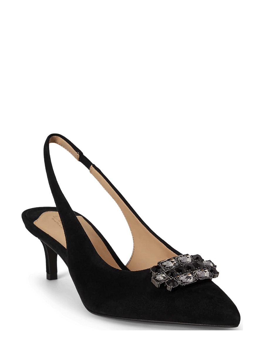 Lauren Ralph Lauren - Lolah Jeweled Suede Slingback Pump - högklackade slingbacks - black - 2