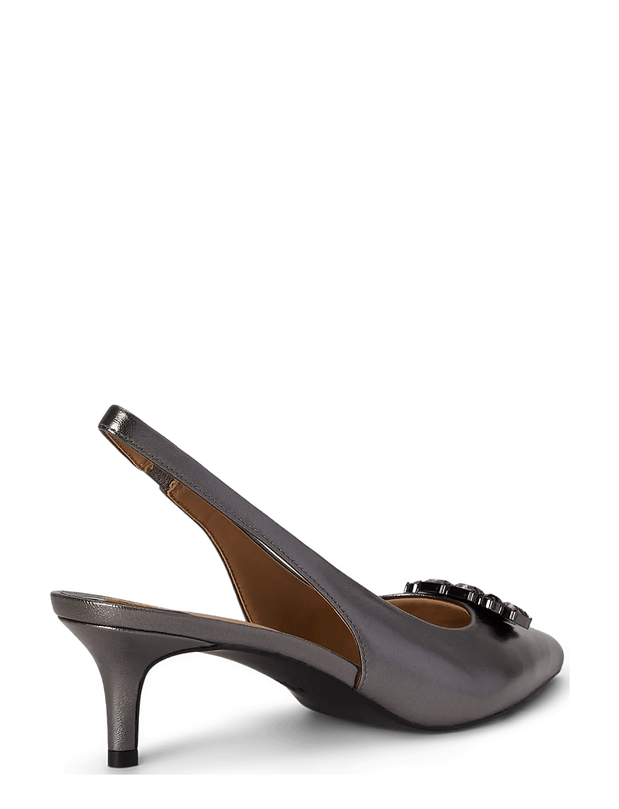 Lauren Ralph Lauren - Lolah Jeweled Nappa Slingback Pump - pumps - dark pewter - 1