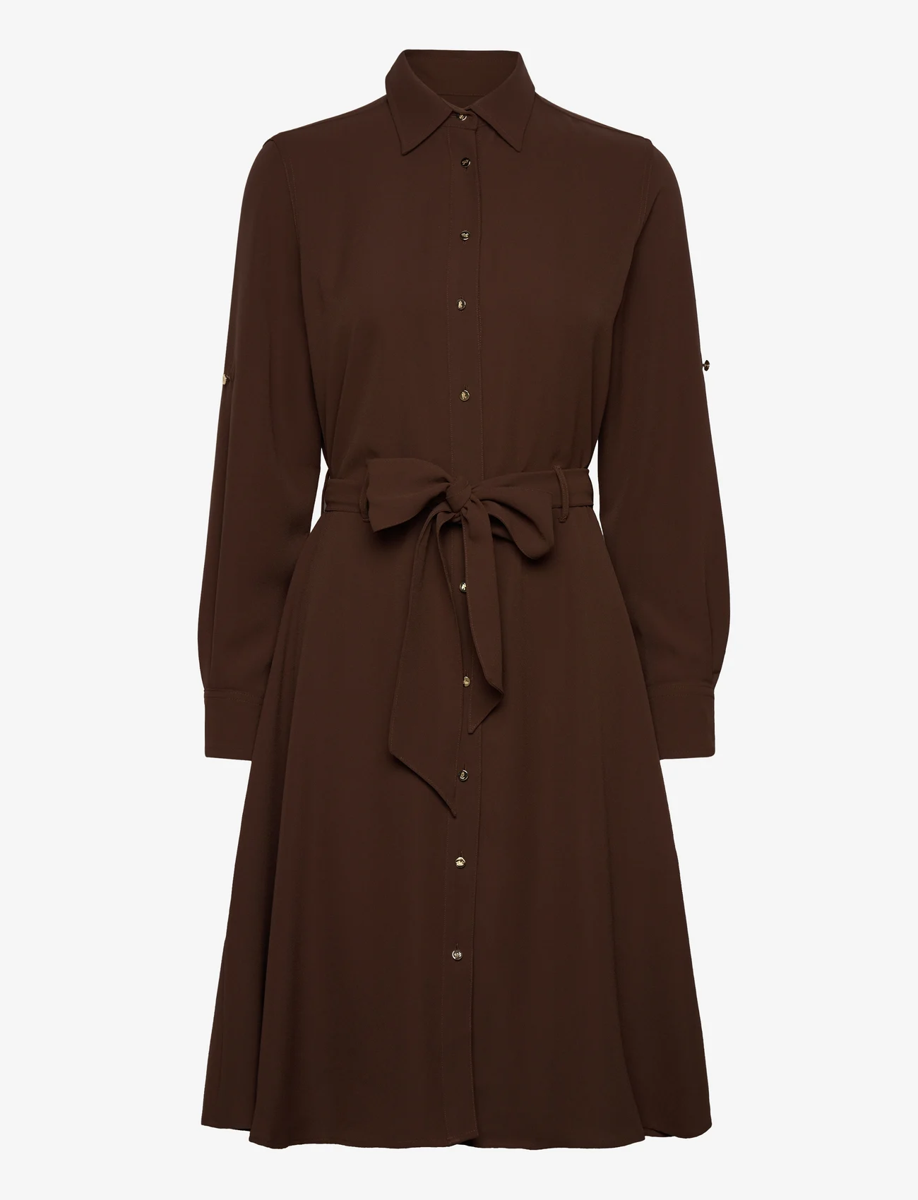 Lauren Ralph Lauren - Fit-and-Flare Shirtdress - midi garuma kleitas - brown birch - 0