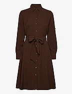 Fit-and-Flare Shirtdress - BROWN BIRCH