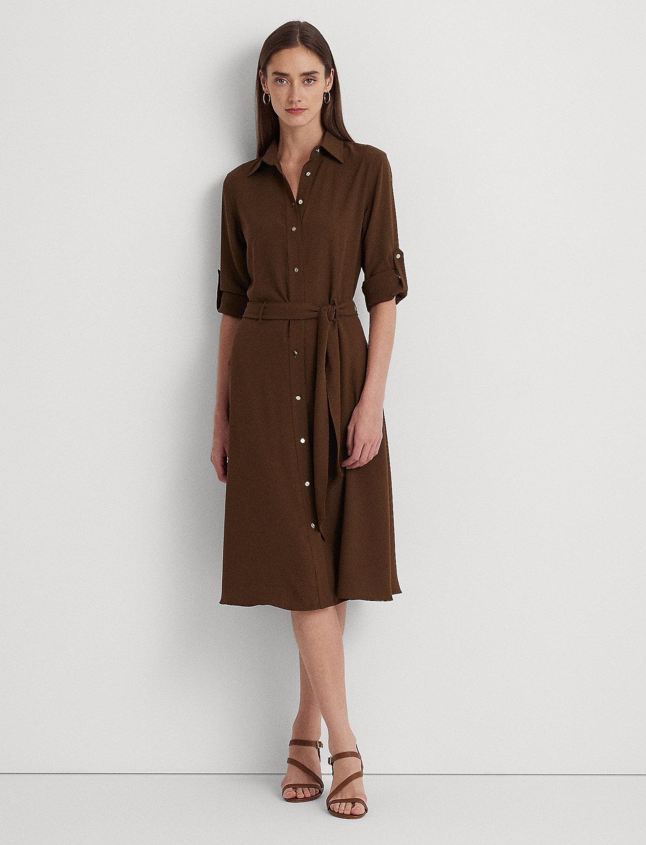 Lauren Ralph Lauren - Fit-and-Flare Shirtdress - midi kjoler - brown birch - 0