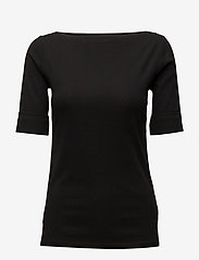 Lauren Ralph Lauren - Stretch Cotton Boatneck Tee - t-shirts - polo black - 0