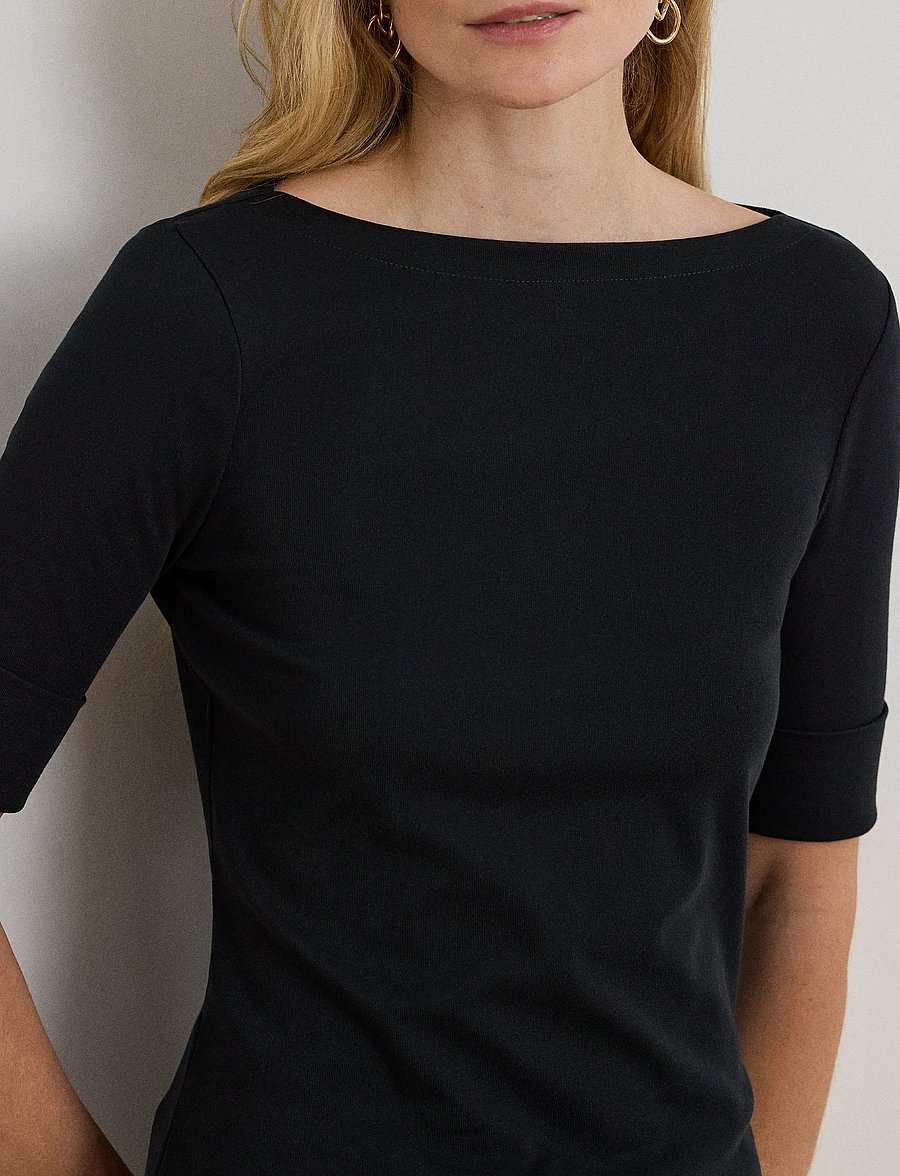 Lauren Ralph Lauren - Stretch Cotton Boatneck Tee - t-särgid - polo black - 4