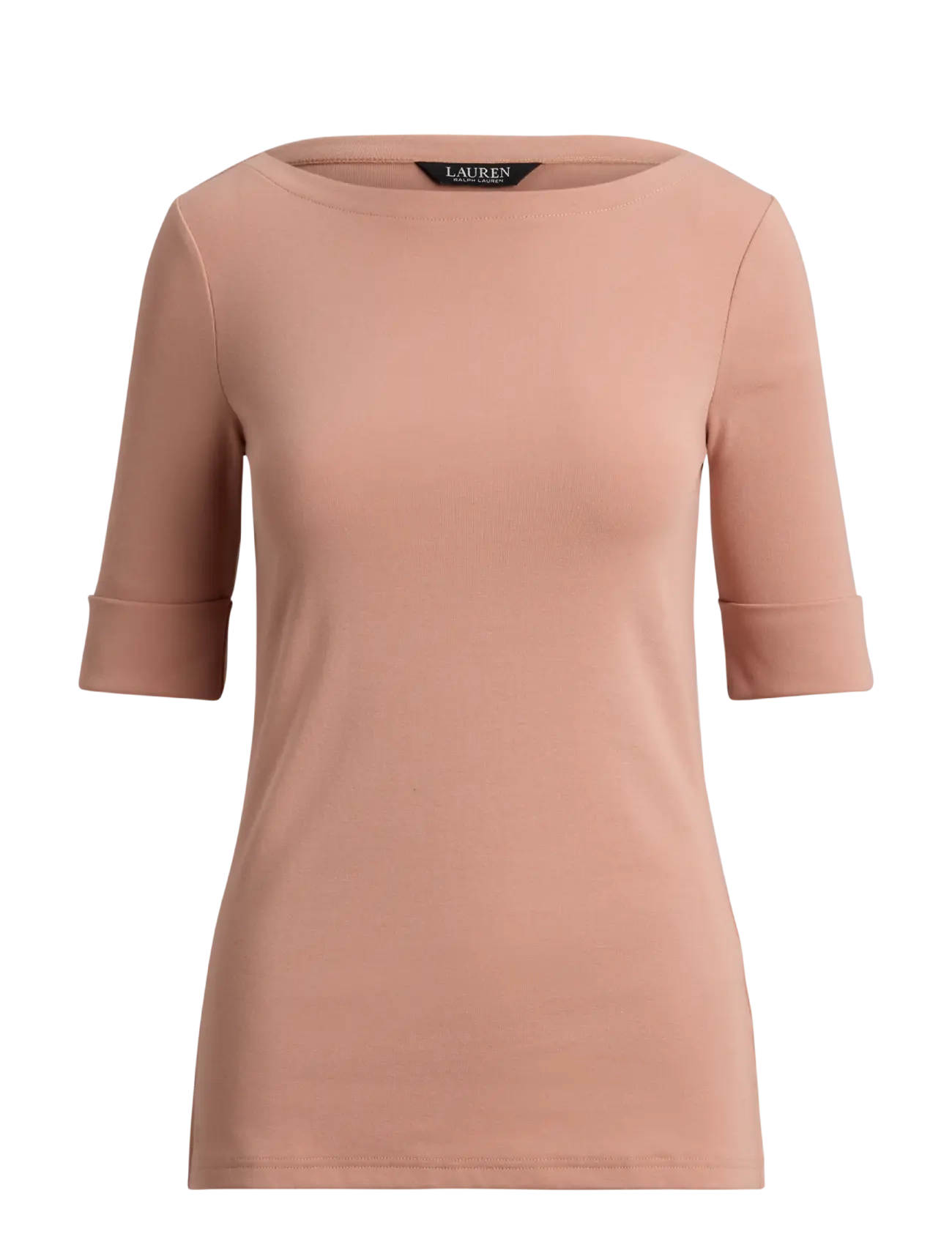 Lauren Women Stretch Cotton Boatneck Tee - Kleidung - PINK SIENNA / pink/rose
