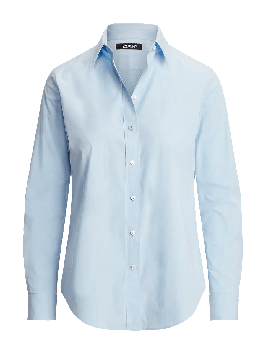 Lauren Women - 50S STRTCH NON IRON-LS SHIRT W/ CHS - langärmlige hemden - blue - 1