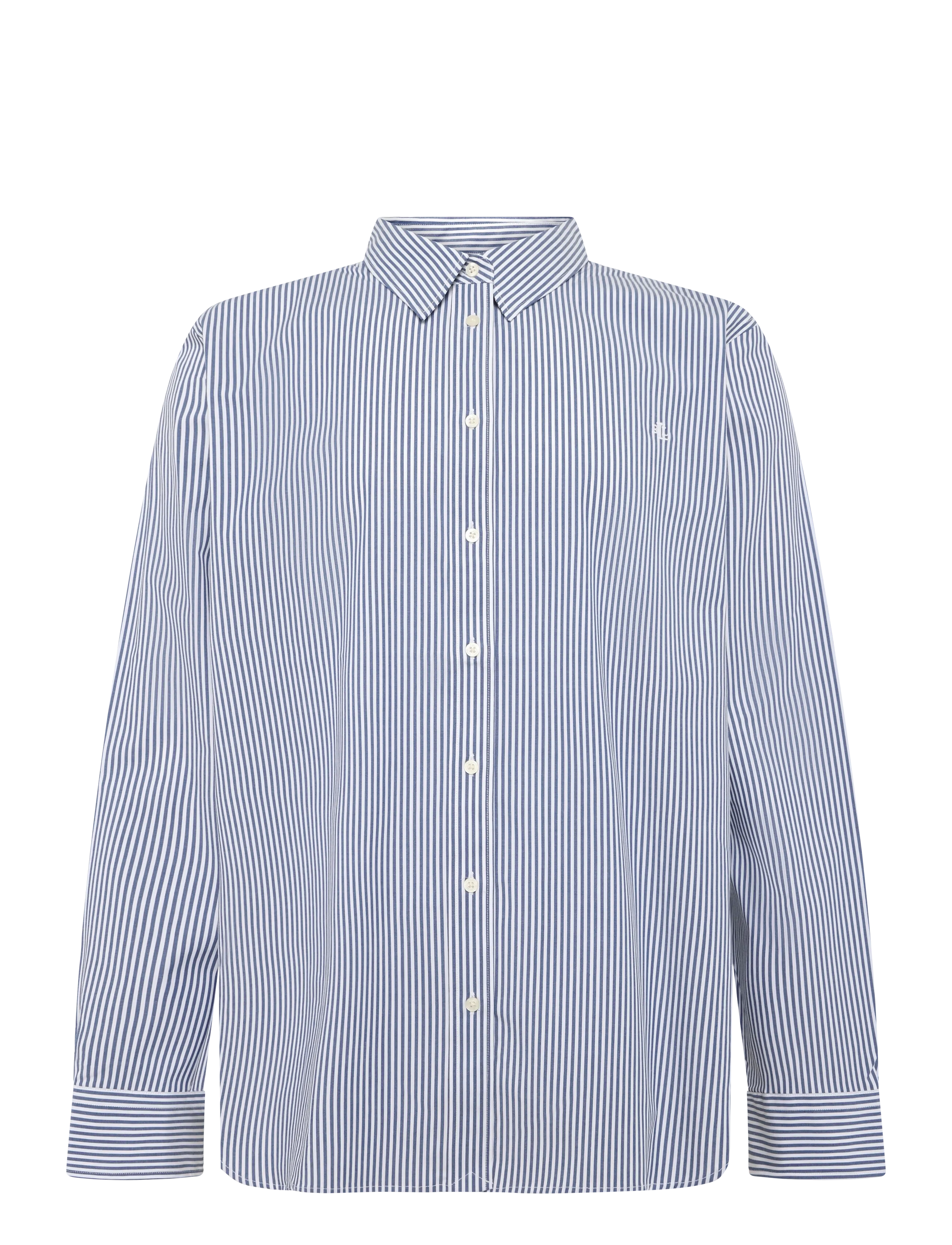 Lauren Women Classic Fit Striped Cotton Shirt - Inspiration - BLUE/WHITE / blue
