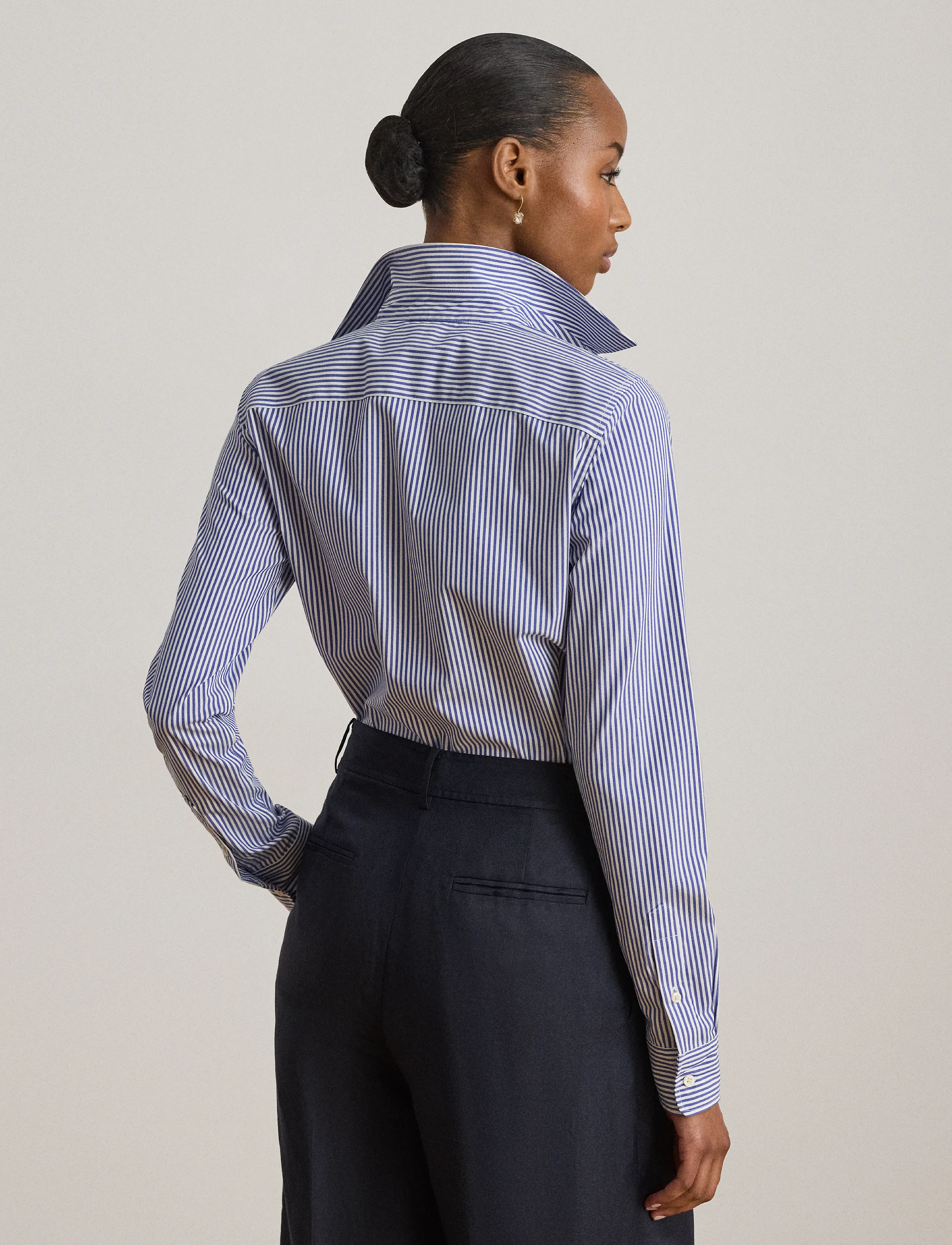 Lauren Women - Classic Fit Striped Cotton Shirt - blue/white - 3