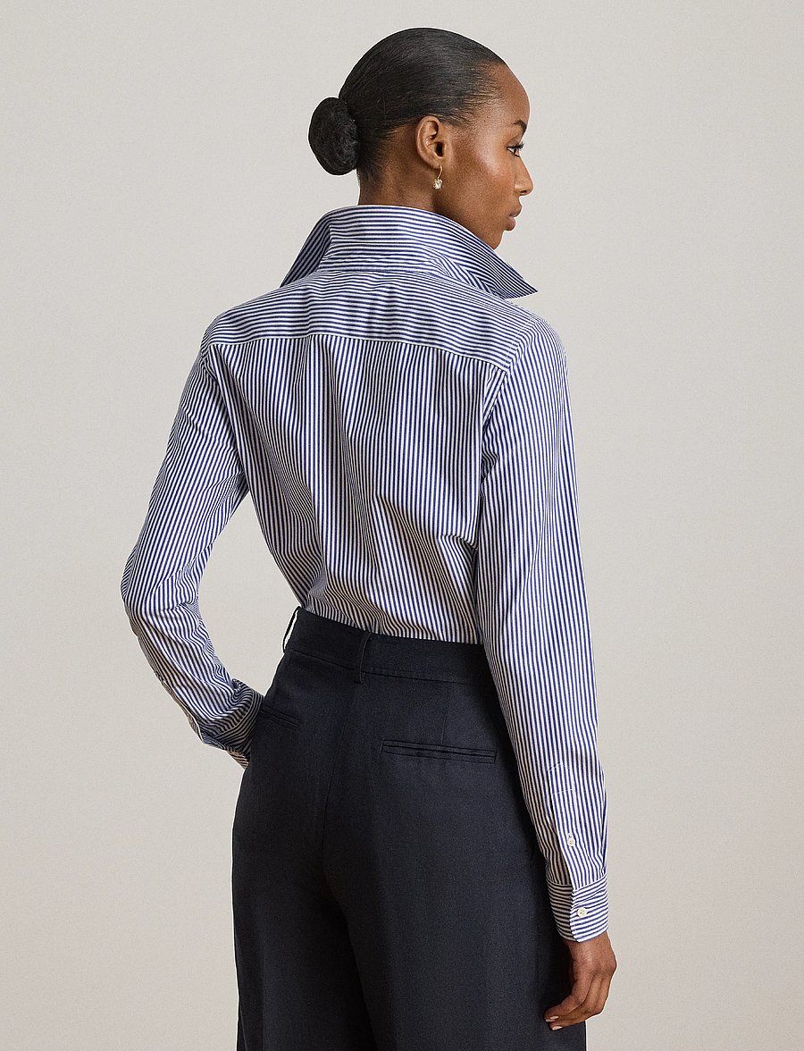 Lauren Women - Classic Fit Striped Cotton Shirt - blue/white - 3