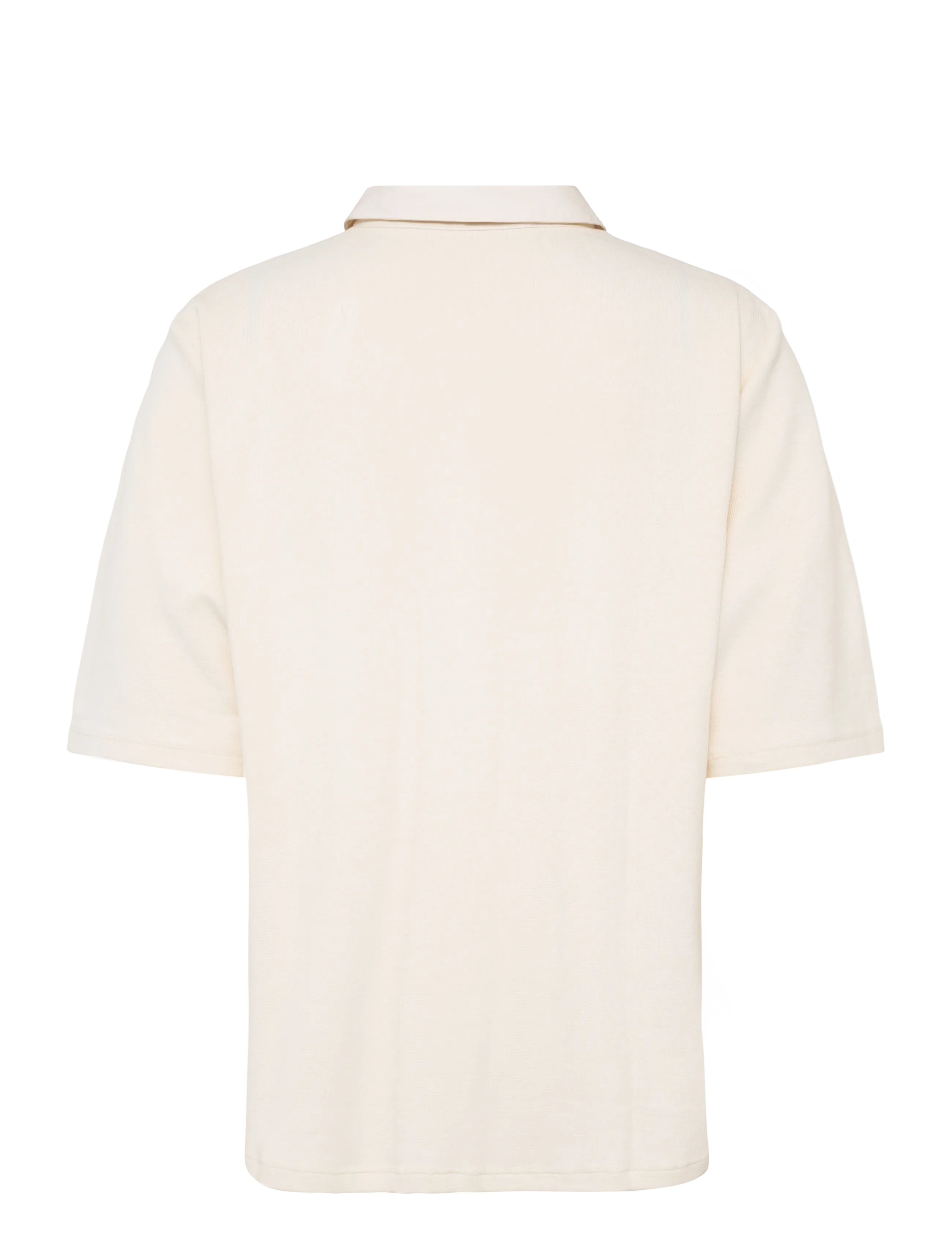 Lauren Women - Rib-Knit Elbow-Sleeve Collared Top - mascarpone cream - 2