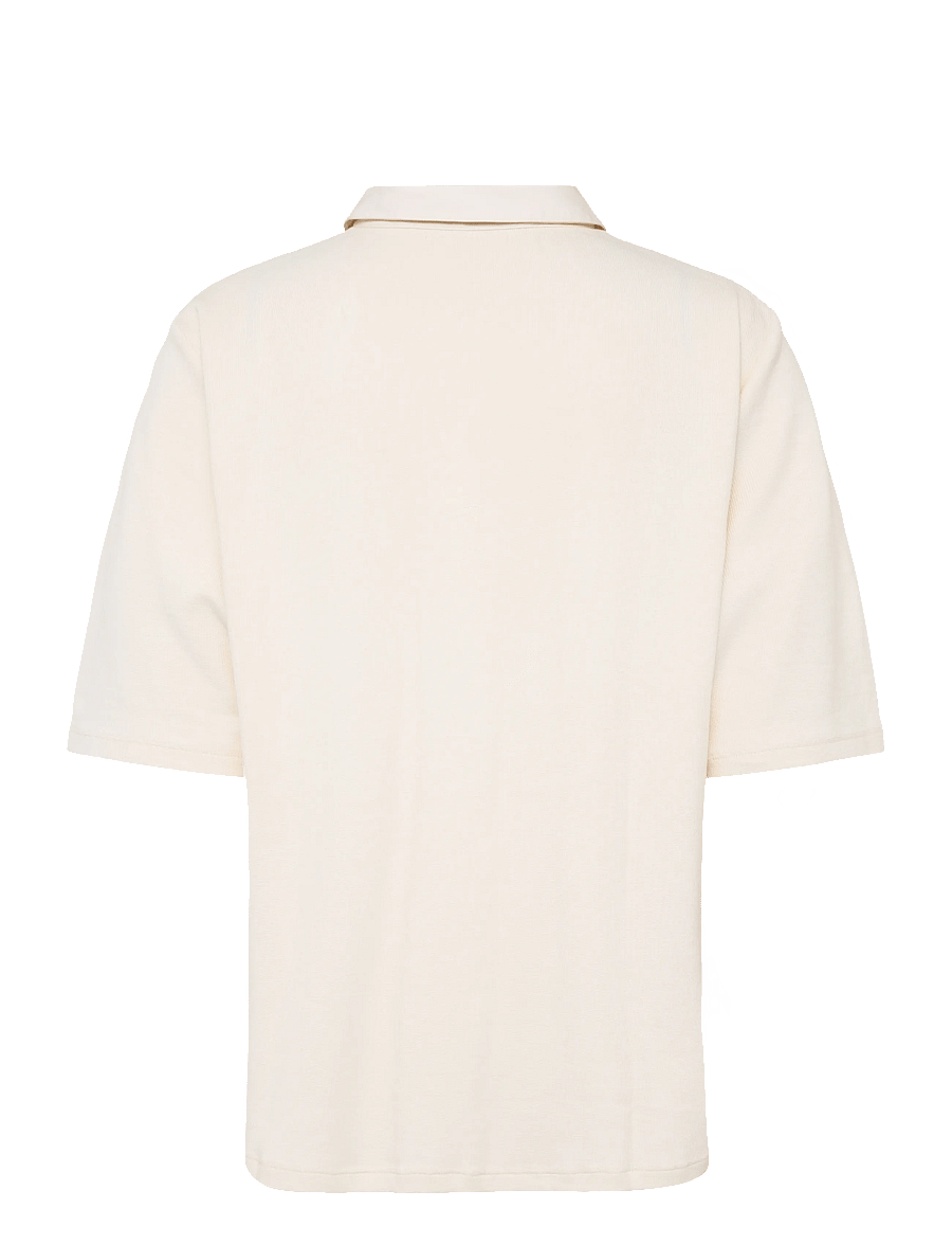 Lauren Women - Rib-Knit Elbow-Sleeve Collared Top - mascarpone cream - 2