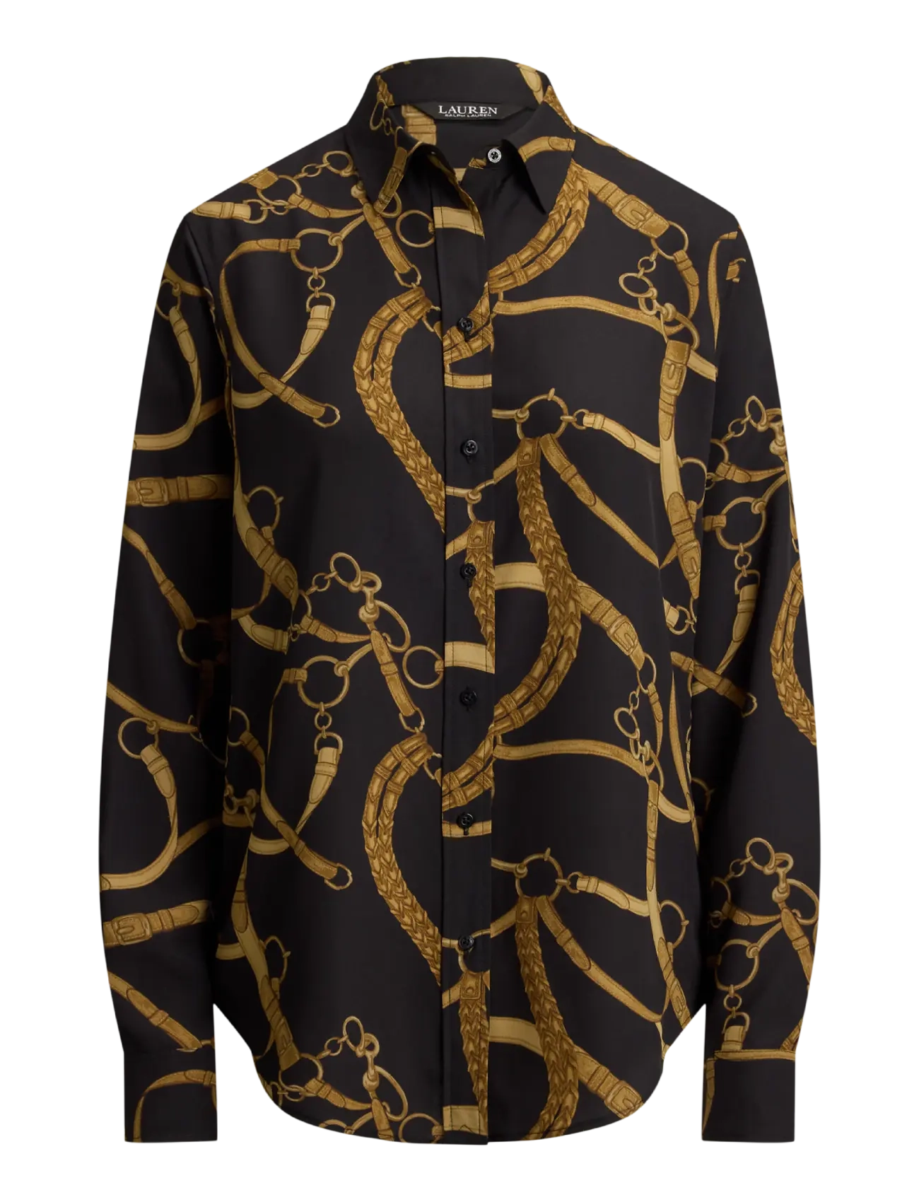 Lauren Women - Classic Fit Belting-Print Crepe Shirt - black/tan - 1