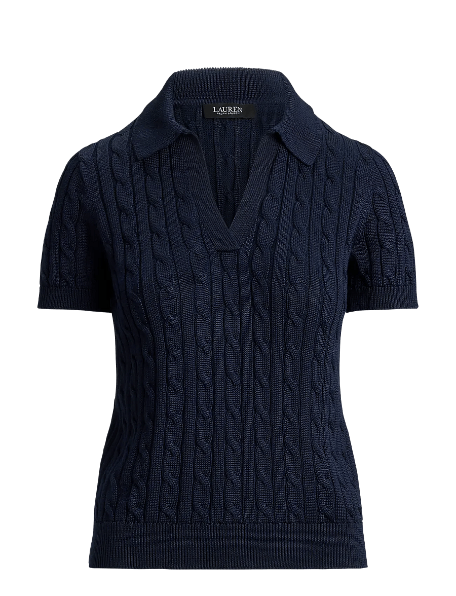 Lauren Women - BR RAYON PLTD CTN-SWEATER-PULLOVER - poloshirts - lauren navy - 1