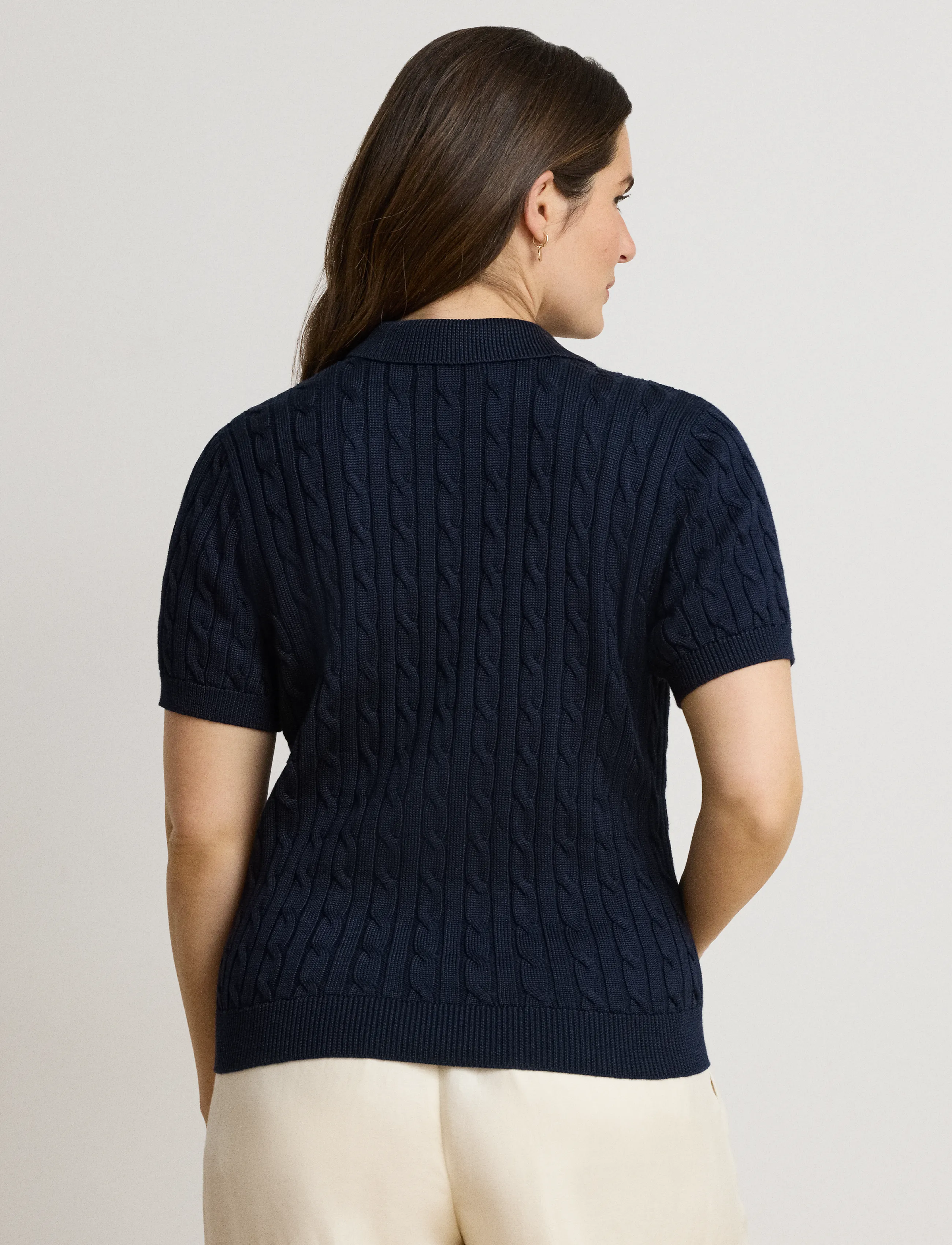 Lauren Women - BR RAYON PLTD CTN-SWEATER-PULLOVER - poloshirts - lauren navy - 2