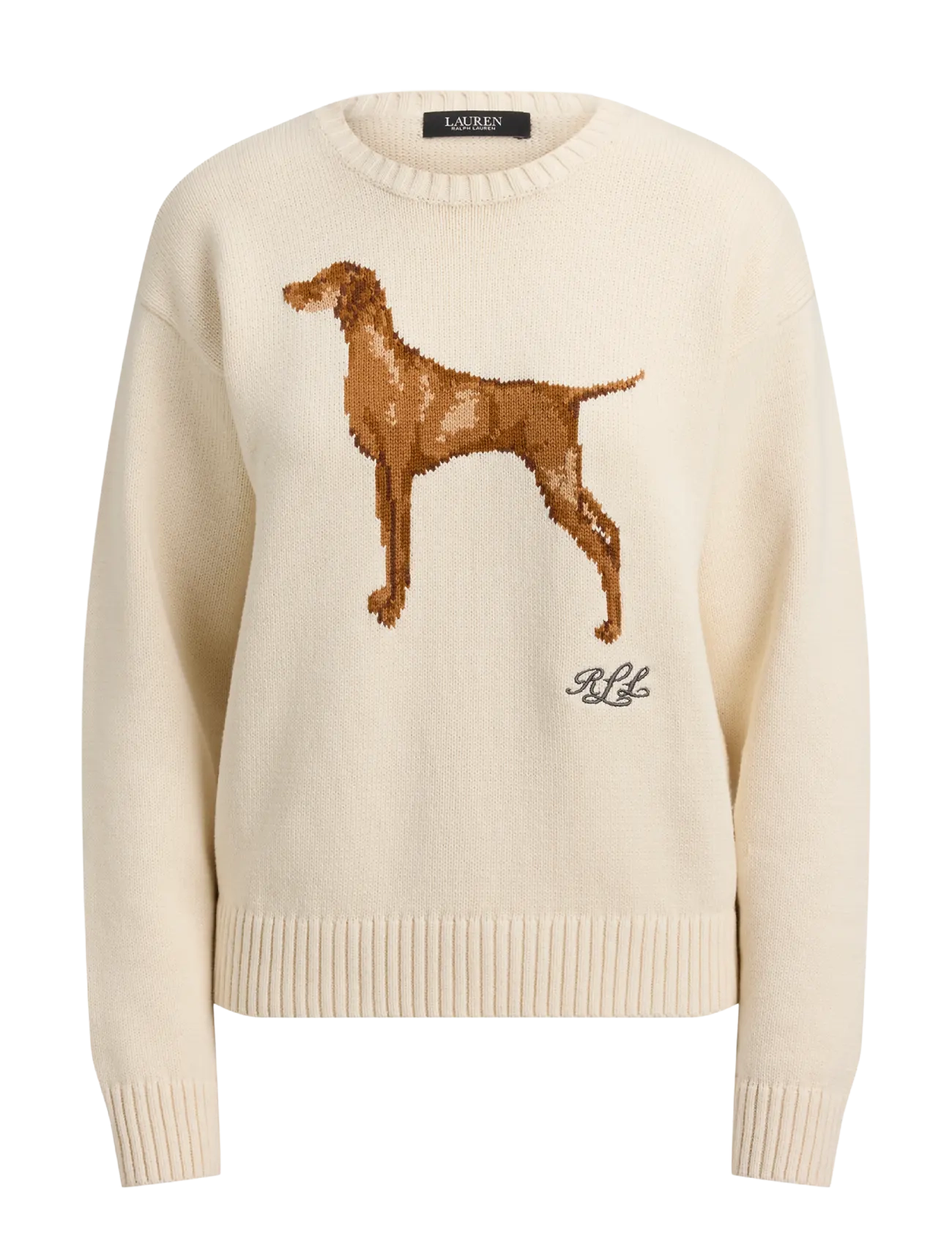 Lauren Women Intarsia-Knit Vizsla Cotton Sweater - Adījumi - MASCARPONE CREAM / cream