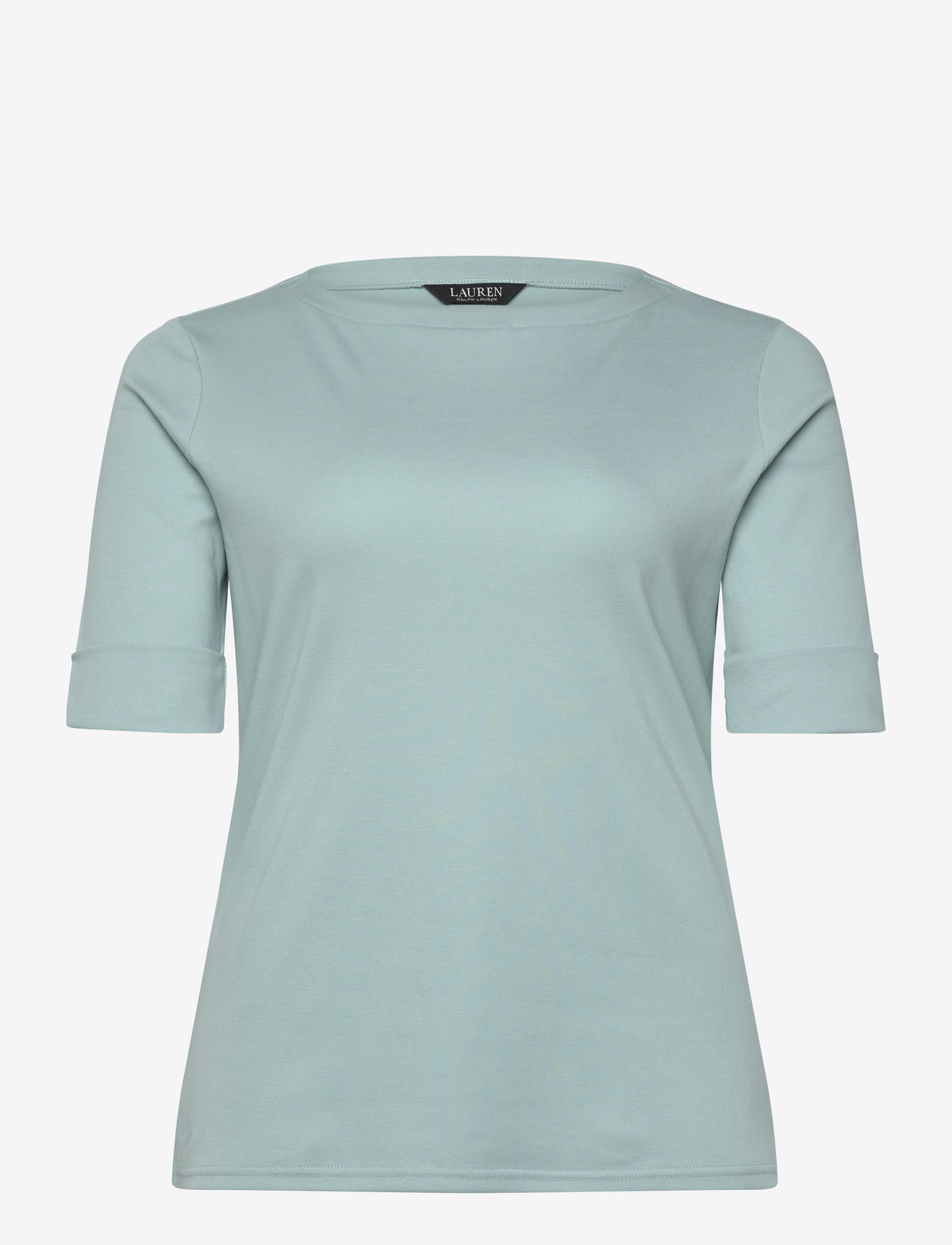Lauren Women - Stretch Cotton Boatneck Top - stuttermarbolir - aqua pearl - 0
