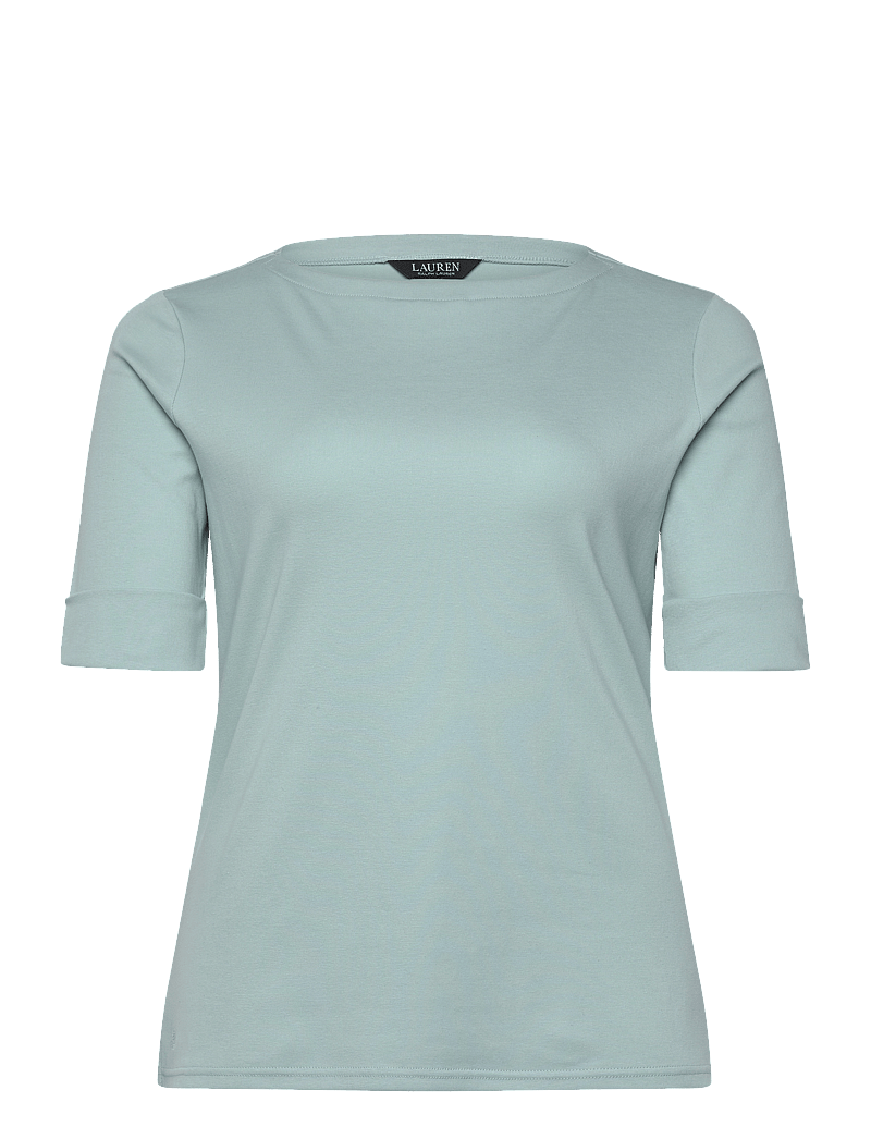 Lauren Women - Stretch Cotton Boatneck Top - stuttermarbolir - aqua pearl - 0