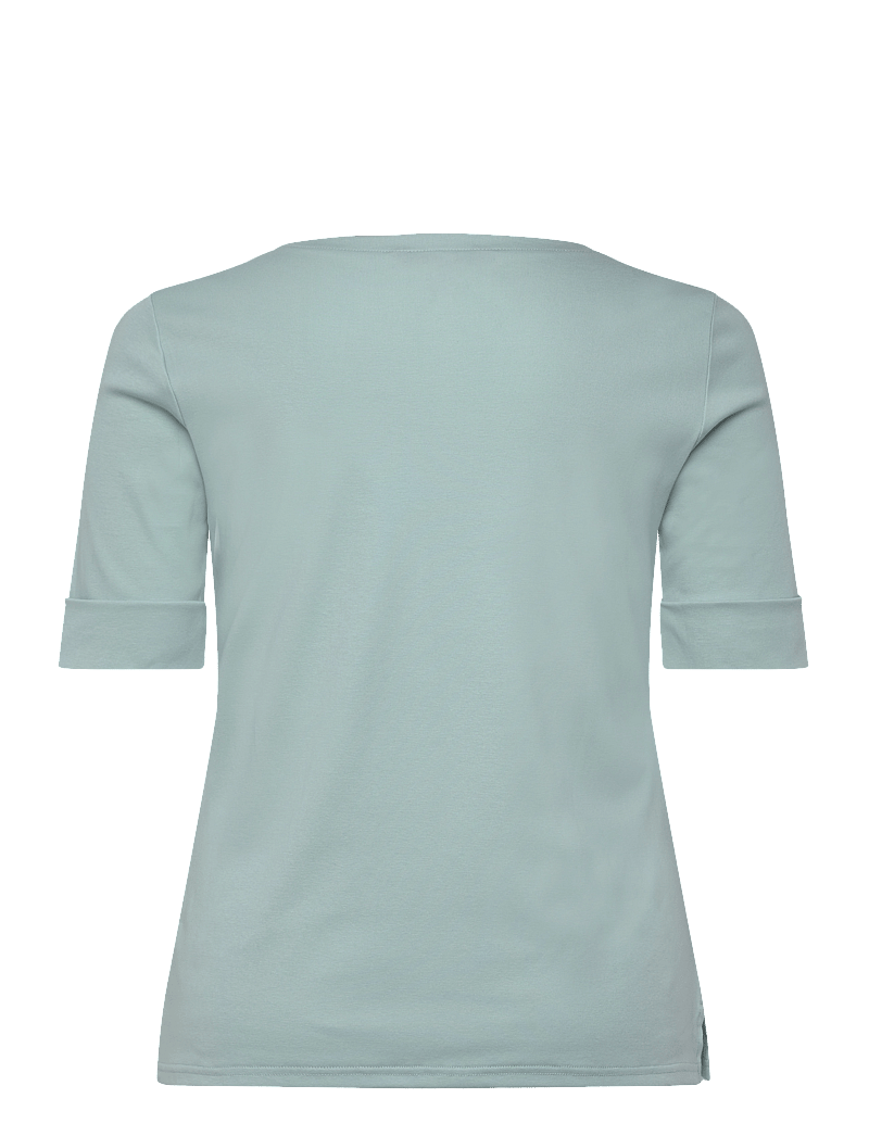 Lauren Women - Stretch Cotton Boatneck Top - stuttermarbolir - aqua pearl - 1