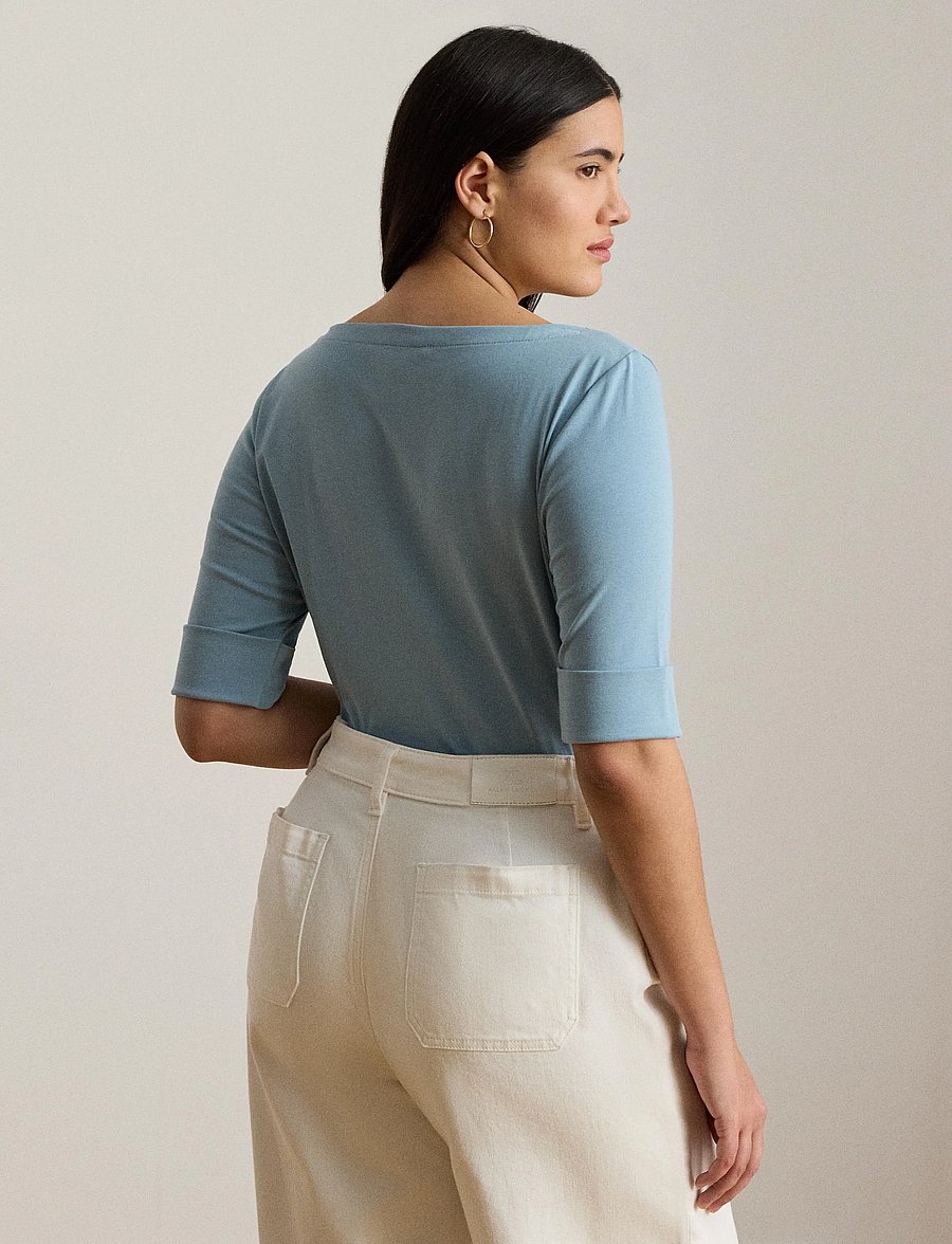 Lauren Women - Cotton Boatneck T-Shirt - t-shirts - blue note - 0