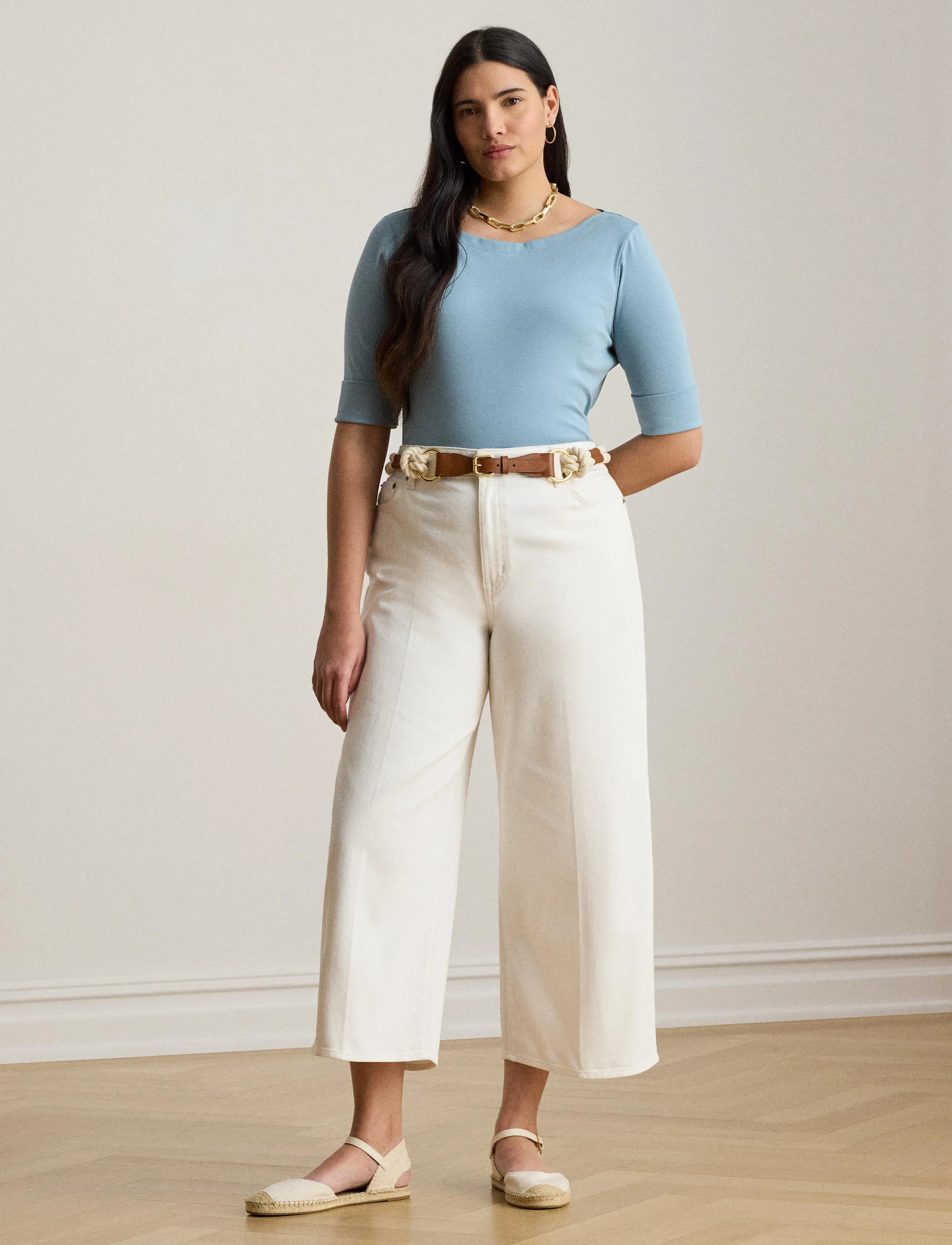 Lauren Women - Cotton Boatneck T-Shirt - t-särgid - blue note - 4