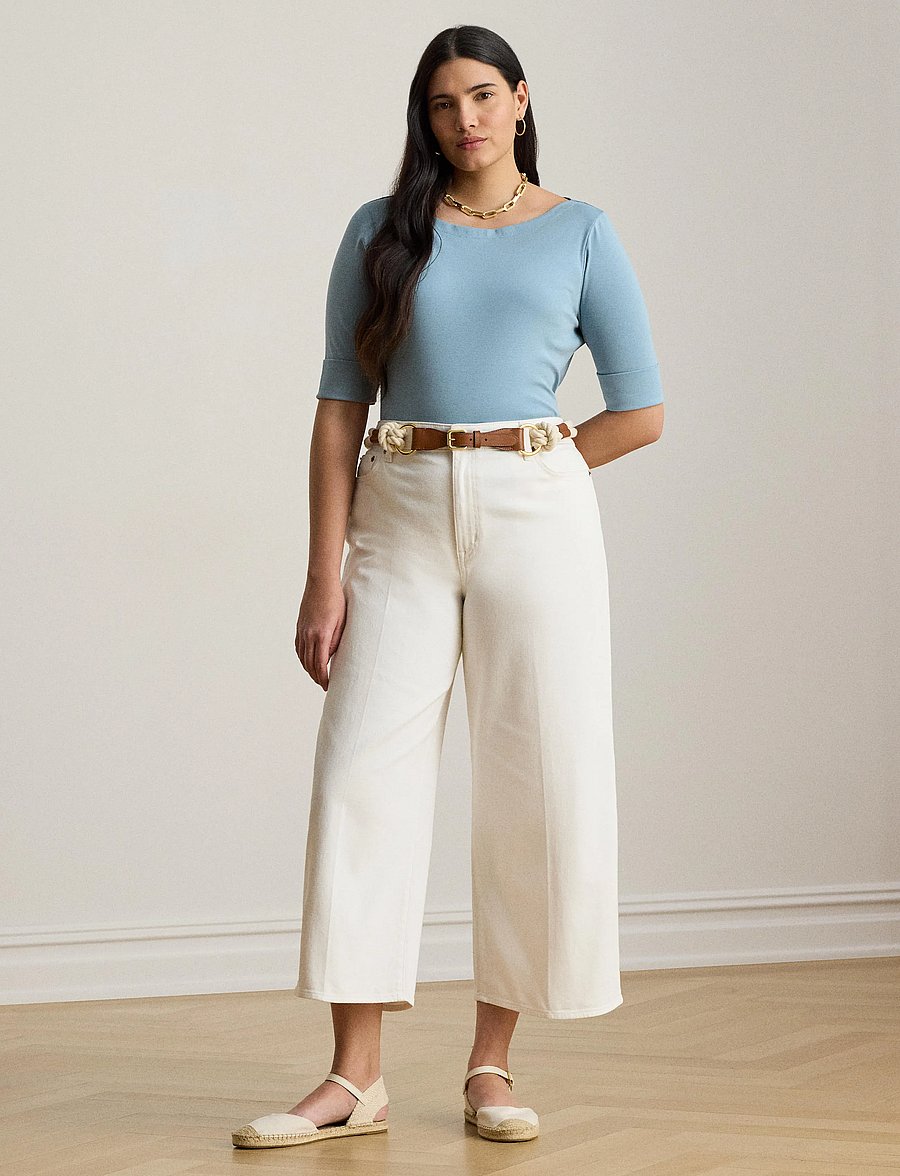 Lauren Women - Cotton Boatneck T-Shirt - t-shirts - blue note - 4
