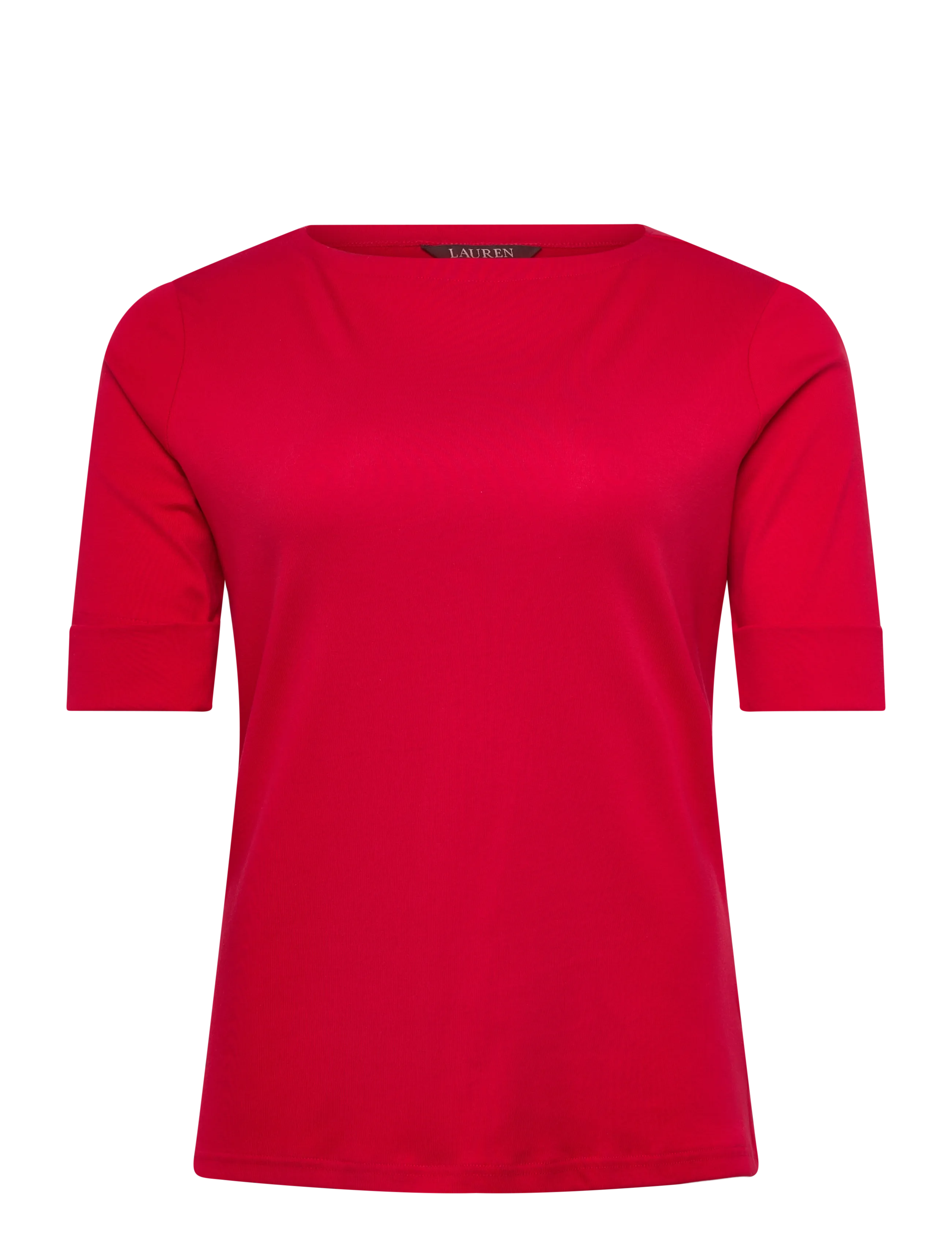 Lauren Women Cotton Boatneck T-Shirt - Kleidung - CRUISE RED / red