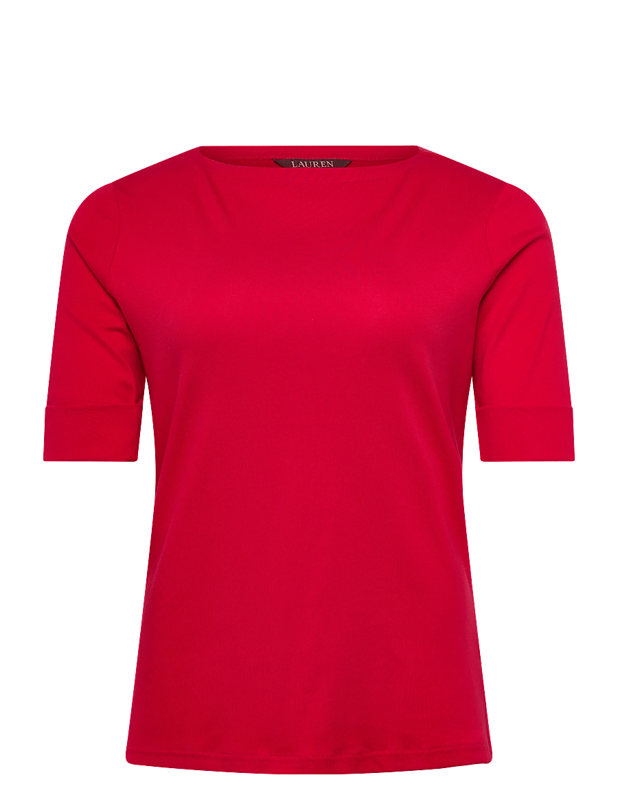 Lauren Women - Stretch Cotton Boatneck Top - t-shirts - cruise red - 1