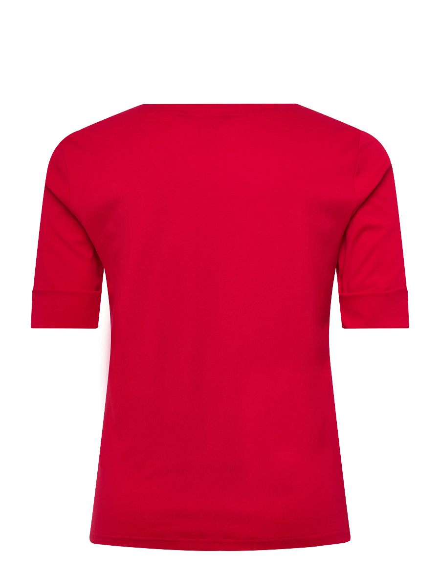 Lauren Women - Stretch Cotton Boatneck Top - t-shirts - cruise red - 2
