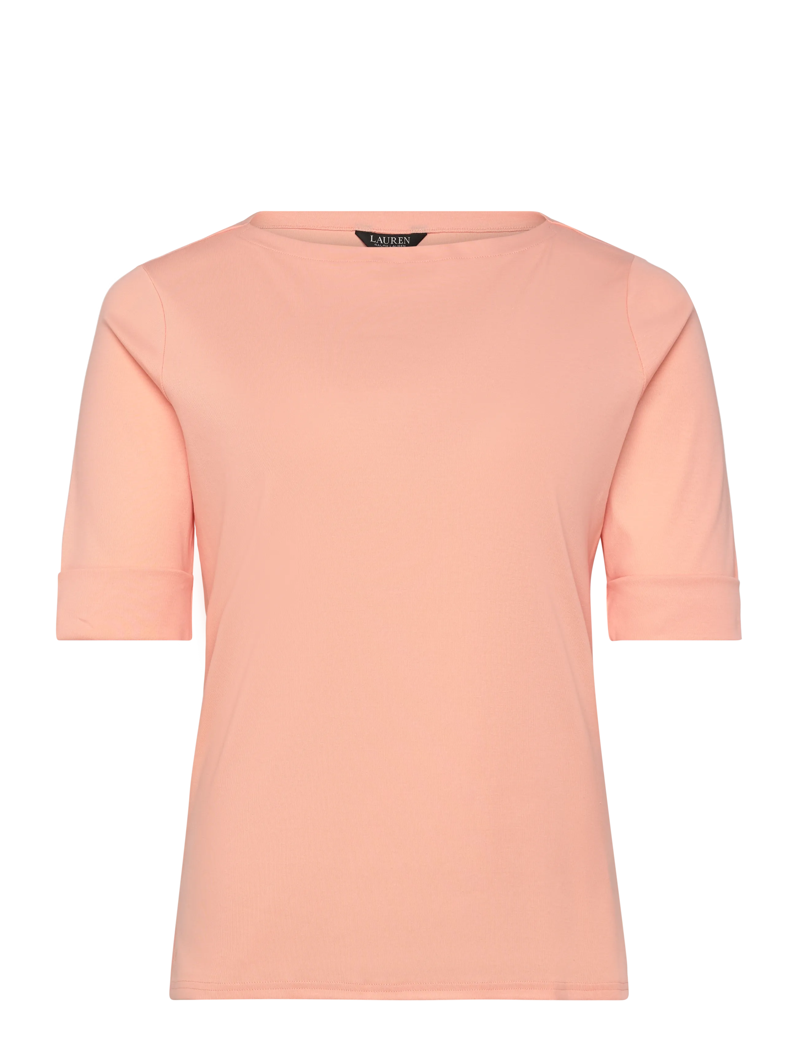 Lauren Women Cotton Boatneck T-Shirt - Vaatteet - LIGHT PORTSIDE CO / coral