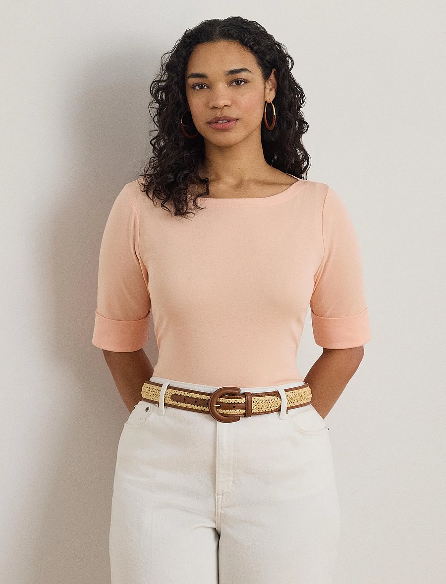 Lauren Women - Stretch Cotton Boatneck Top - t-shirts - light portside co - 3